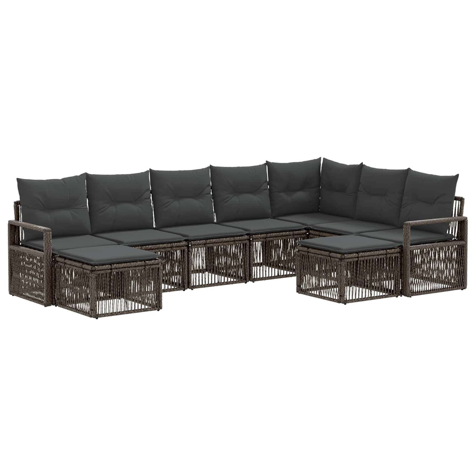 Gartensofa-set 9 stk. Grau Poly-Rattan