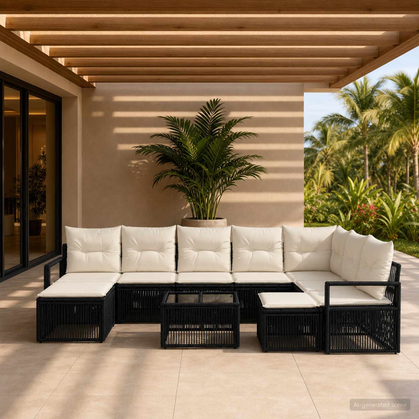 Gartensofa-set 10 pcs Schwarz Poly-Rattan