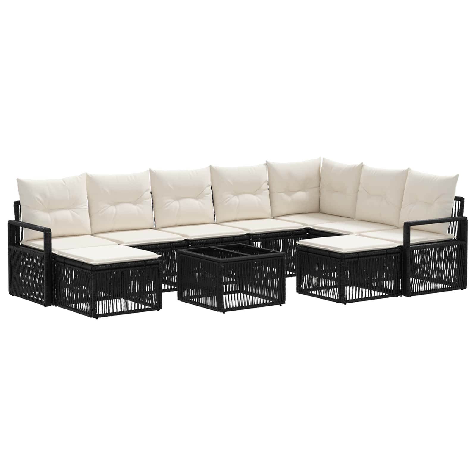 Gartensofa-set 10 pcs Schwarz Poly-Rattan