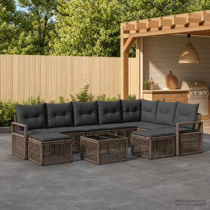 Gartensofa-set 10 stk. Grau Poly-Rattan