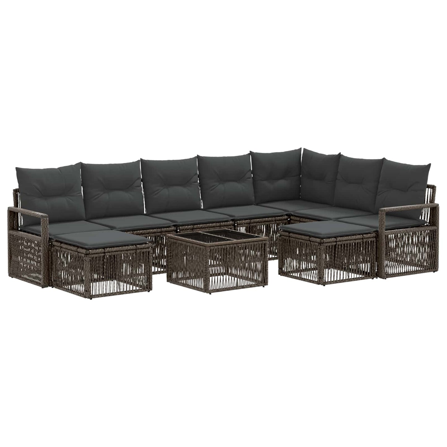 Gartensofa-set 10 stk. Grau Poly-Rattan