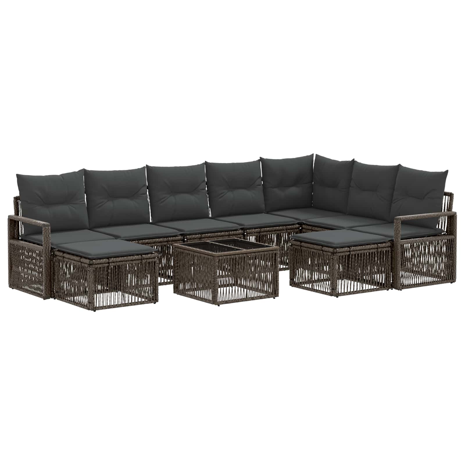 Gartensofa-set 10 stk. Grau Poly-Rattan