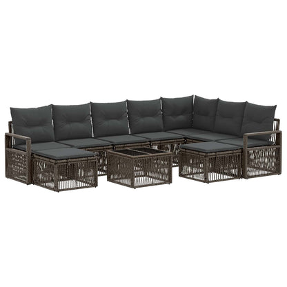 Gartensofa-set 10 stk. Grau Poly-Rattan