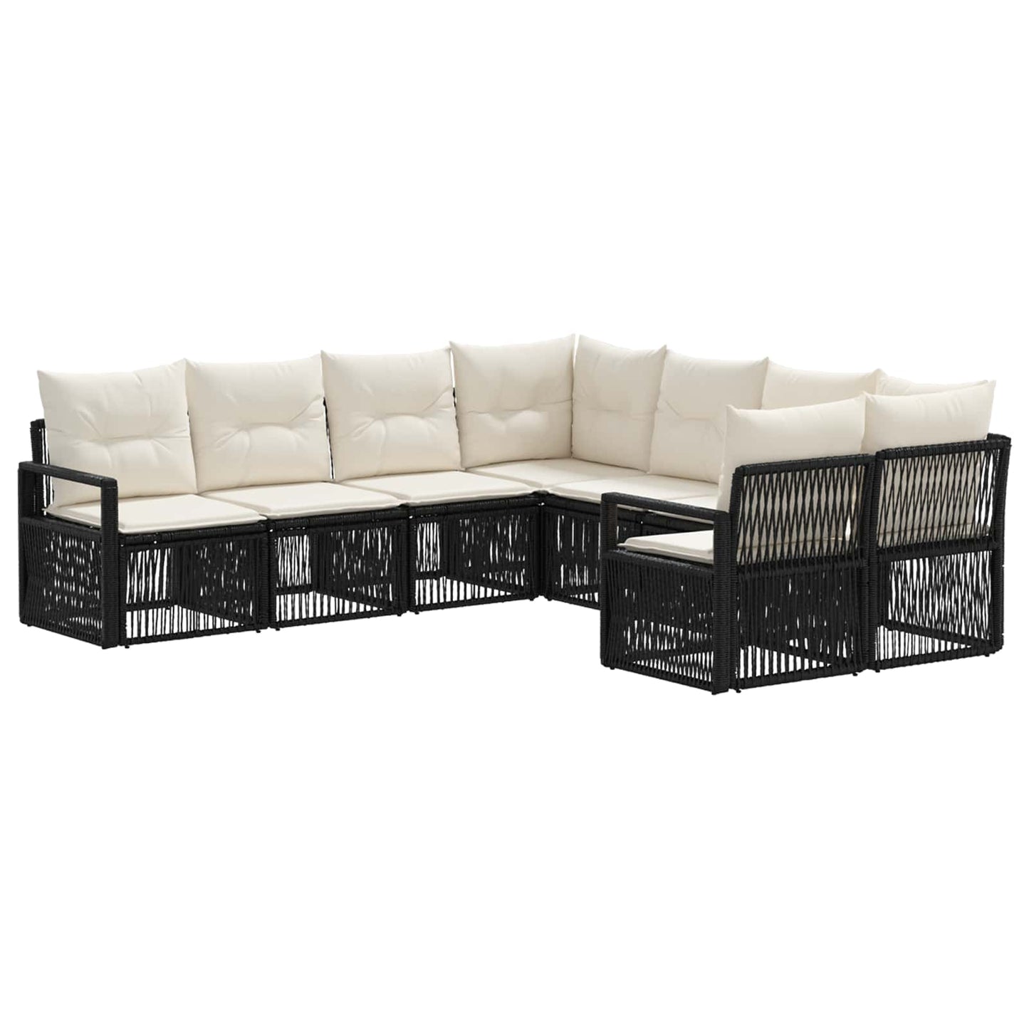 Gartensofa-set 8 stk. 8-Sitzanzahl Schwarz Poly-Rattan