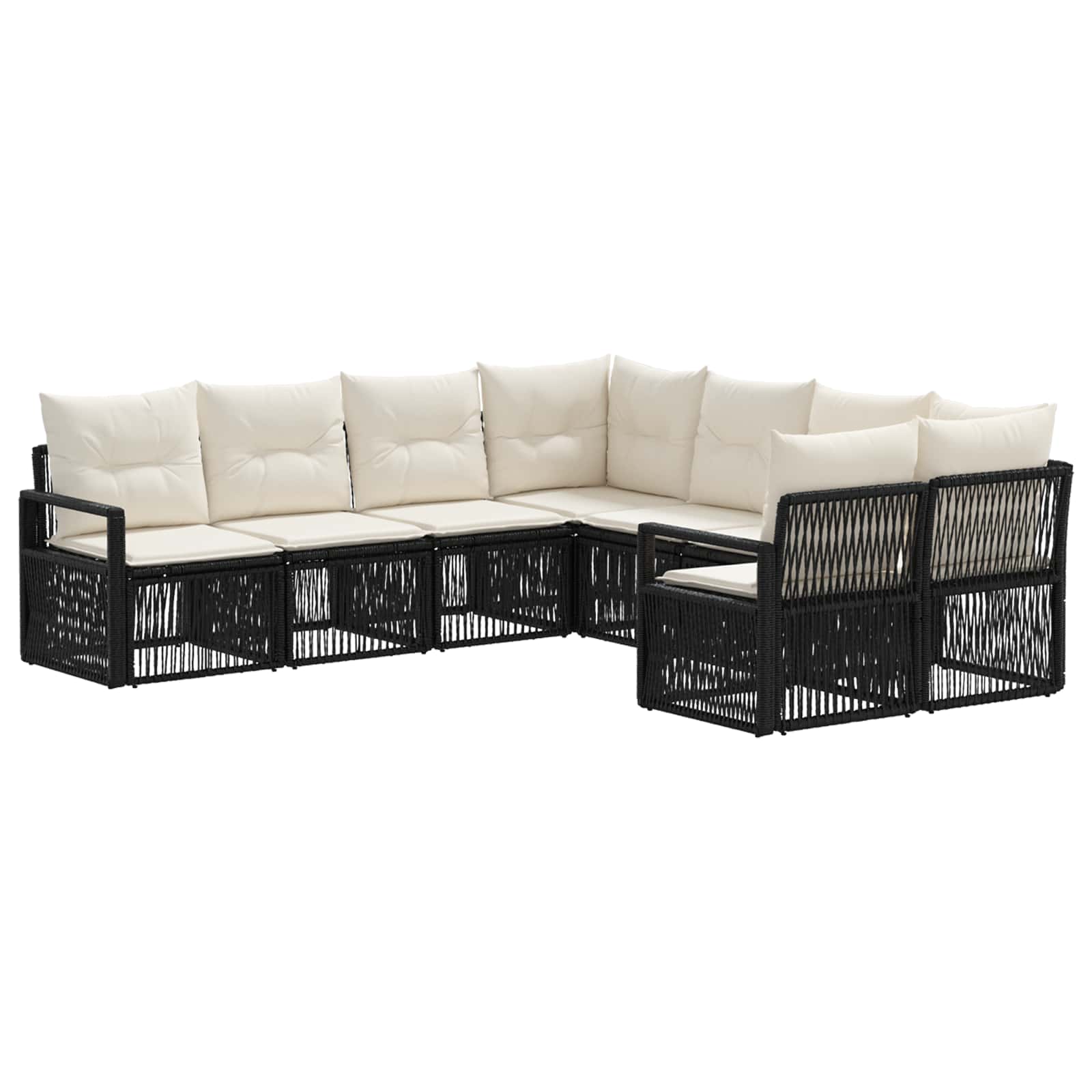 Gartensofa-set 8 stk. 8-Sitzanzahl Schwarz Poly-Rattan