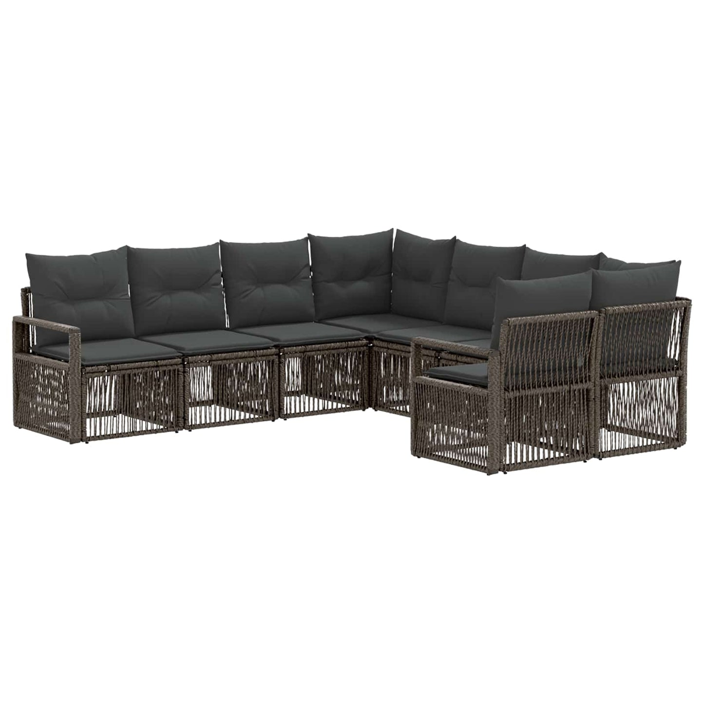 Gartensofa-set 8 stk. 8-Sitzanzahl Grau Poly-Rattan
