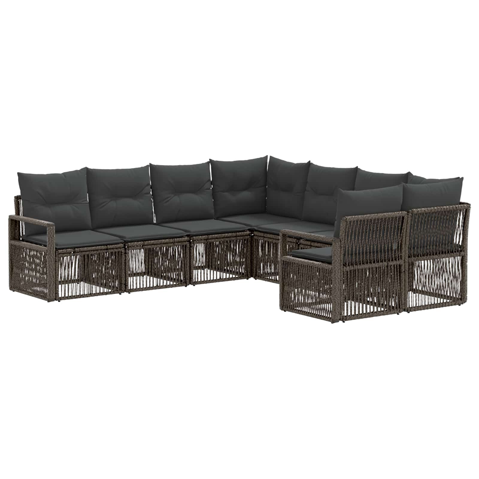 Gartensofa-set 8 stk. 8-Sitzanzahl Grau Poly-Rattan
