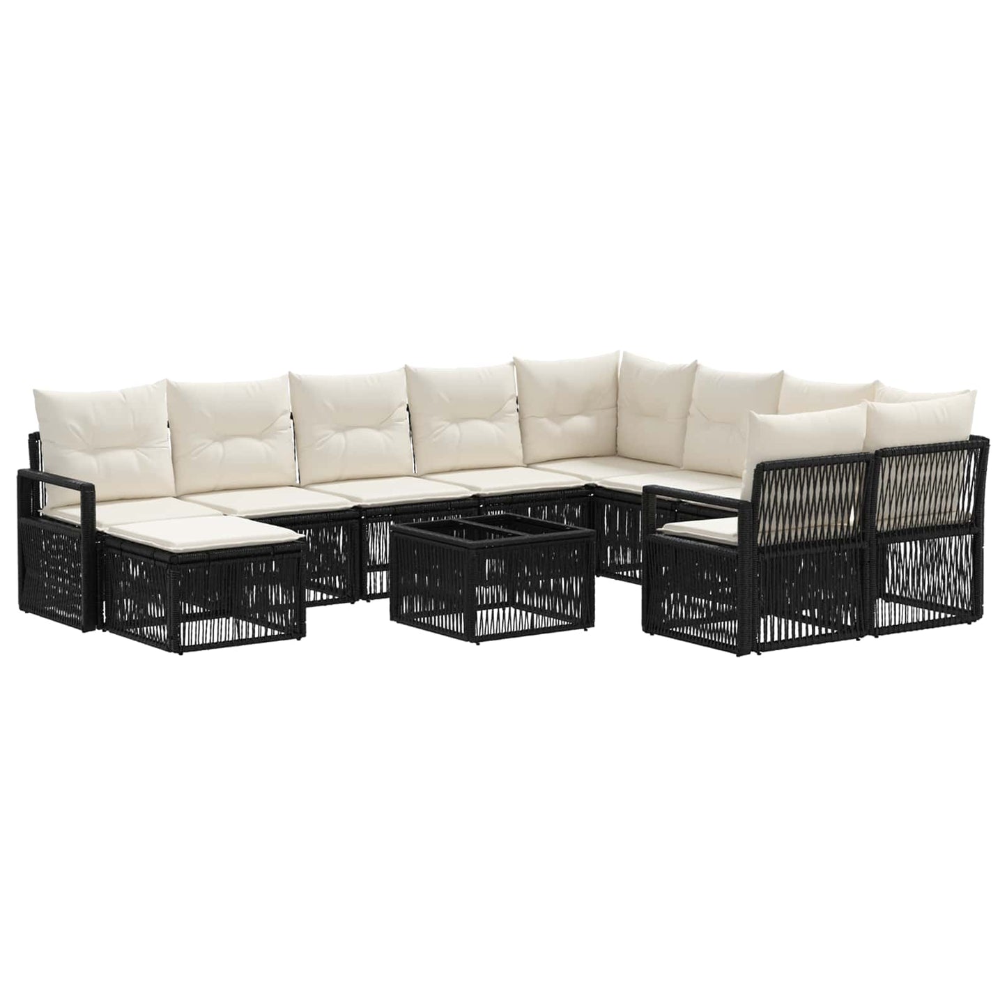 Gartensofa-set 11 stk. Schwarz Poly-Rattan
