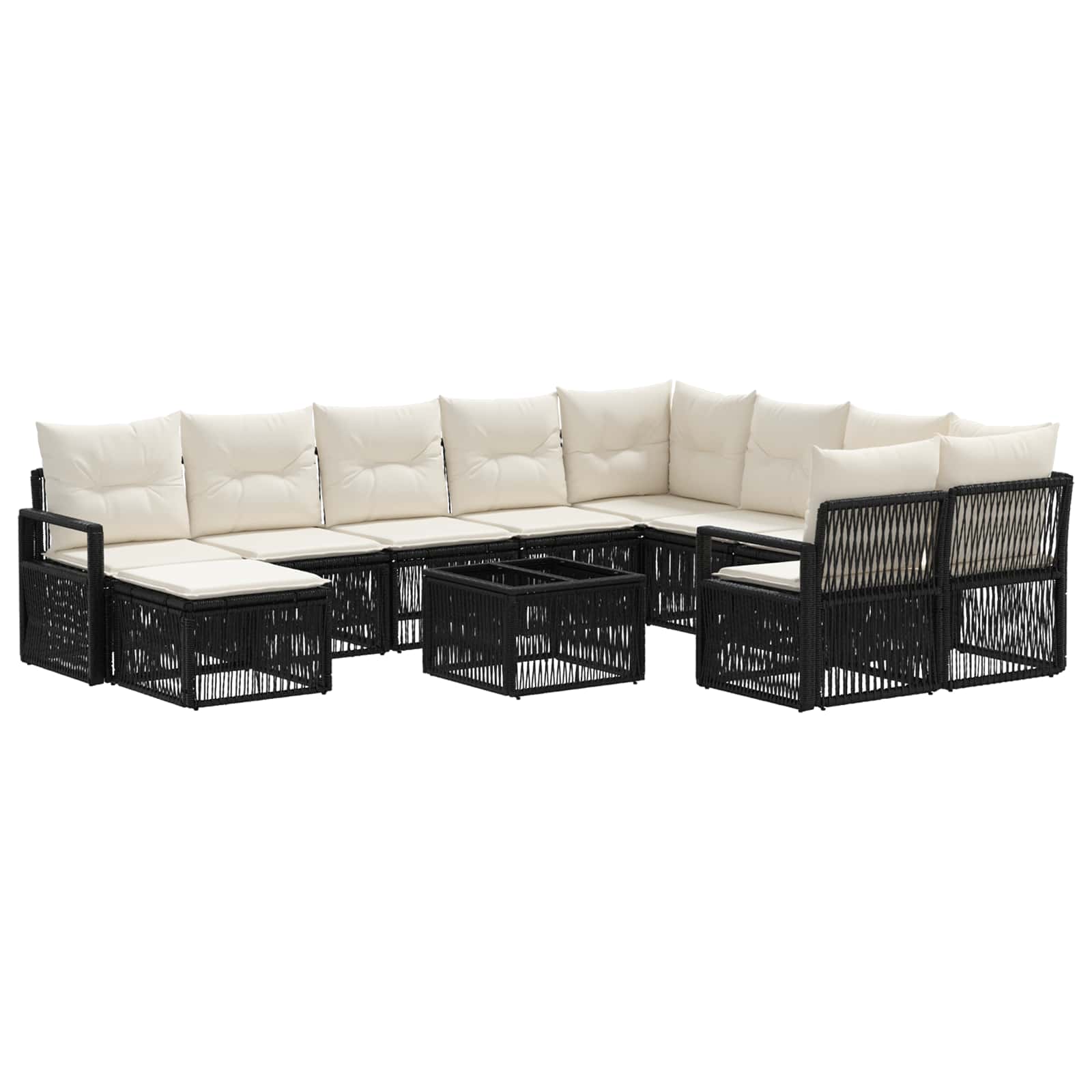 Gartensofa-set 11 stk. Schwarz Poly-Rattan