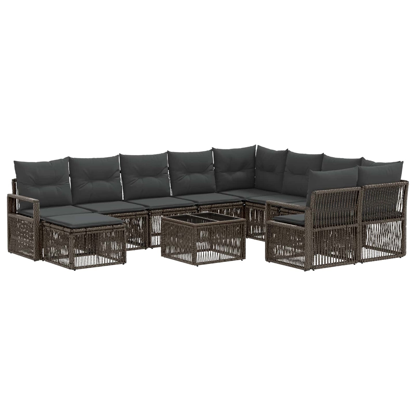 Gartensofa-set 11 stk. Grau Poly-Rattan