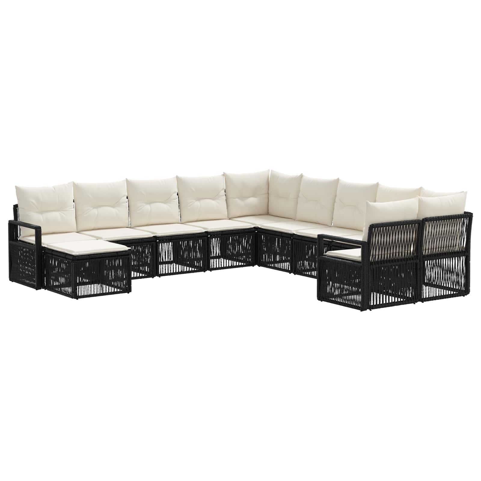 Gartensofa-set 11 stk. Schwarz Poly-Rattan