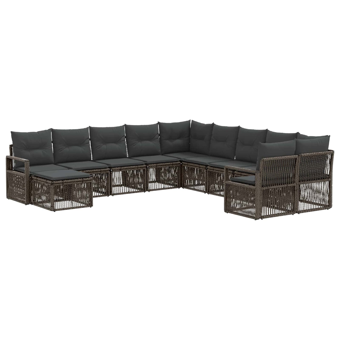 Gartensofa-set 11 pcs Grau Poly-Rattan