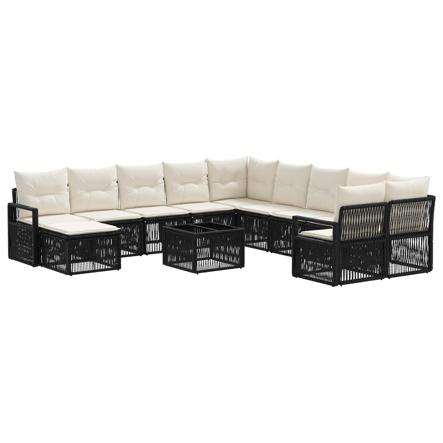 Gartensofa-set 12 stk. Schwarz Poly-Rattan