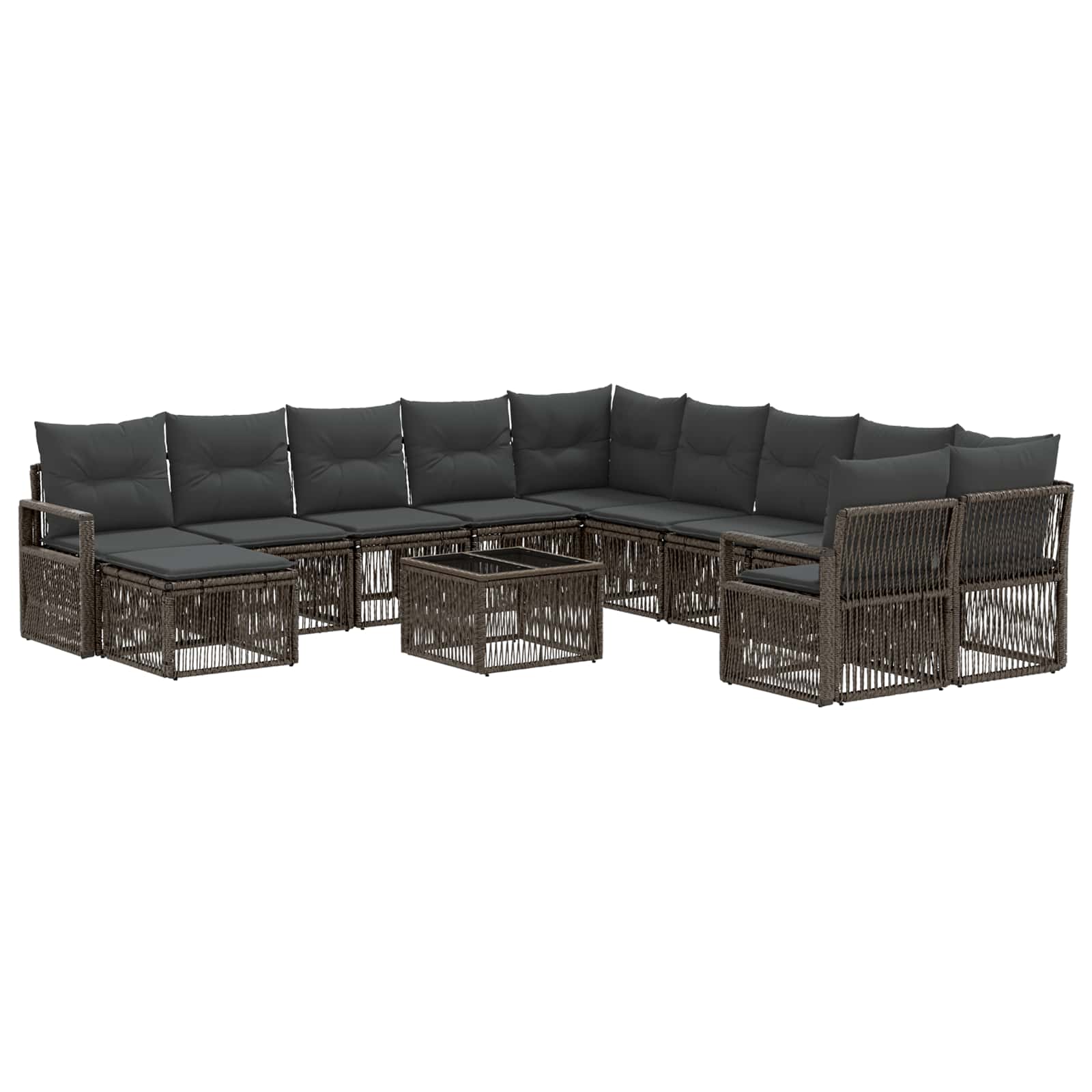 Gartensofa-set 12 stk. Grau Poly-Rattan