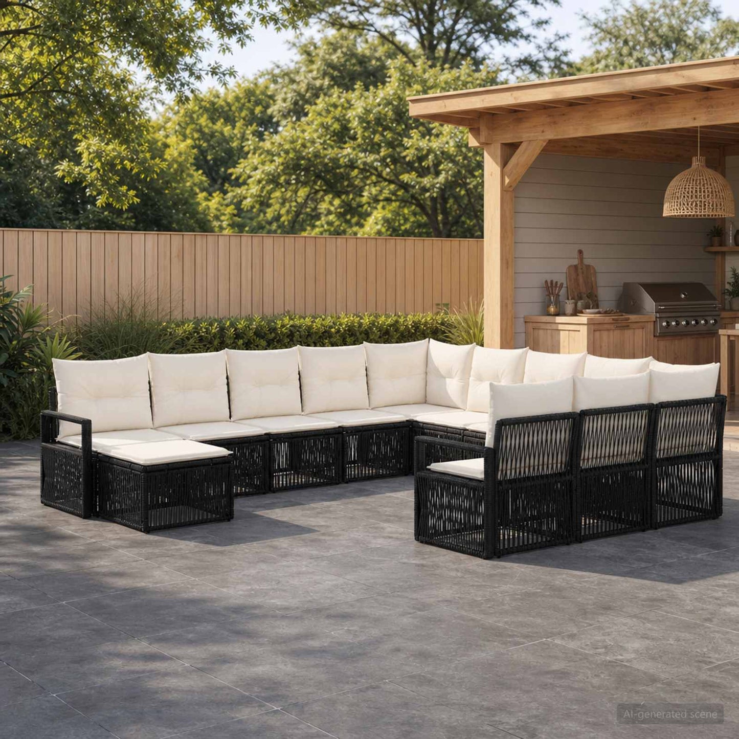Gartensofa-set 12 stk. Schwarz Poly-Rattan