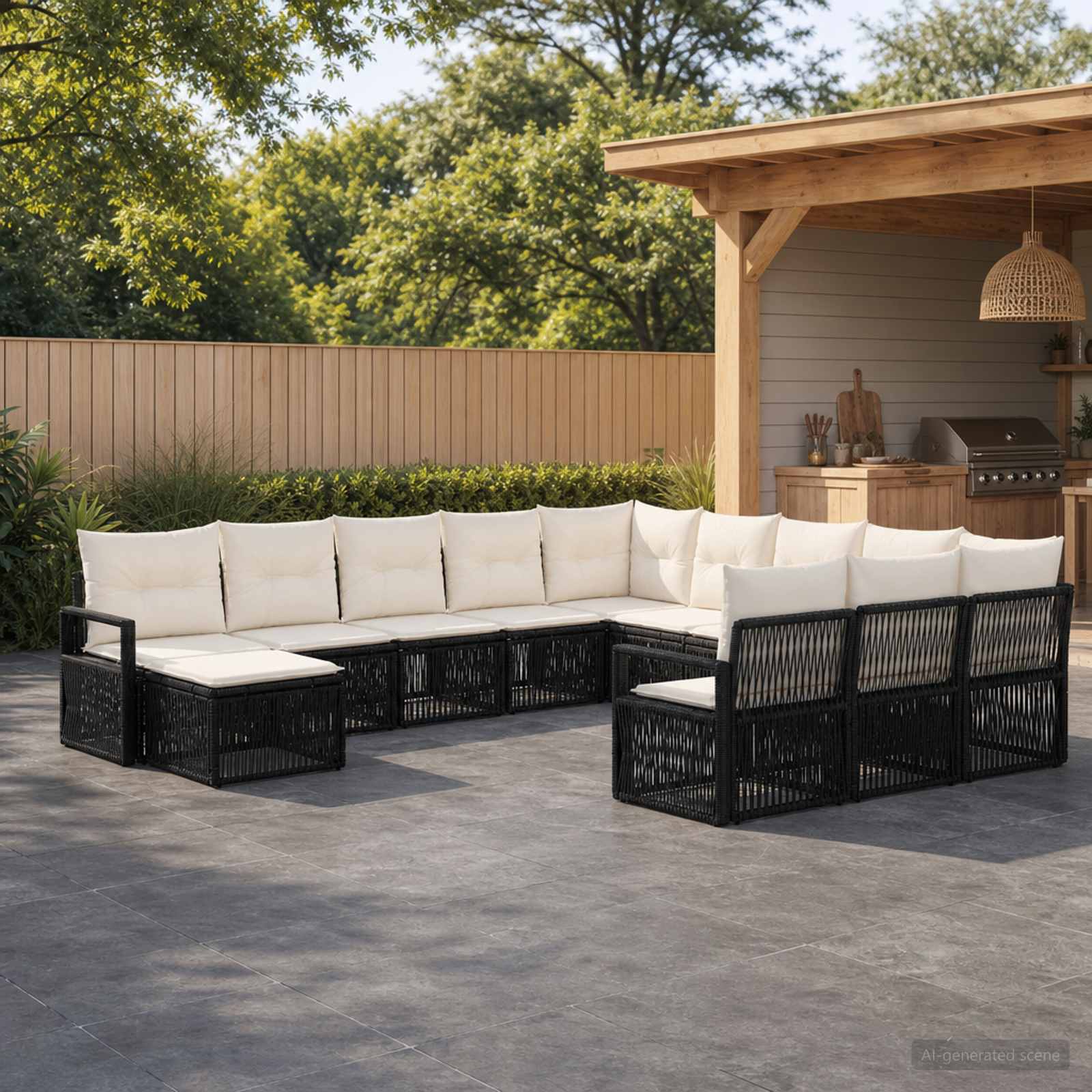 Gartensofa-set 12 stk. Schwarz Poly-Rattan