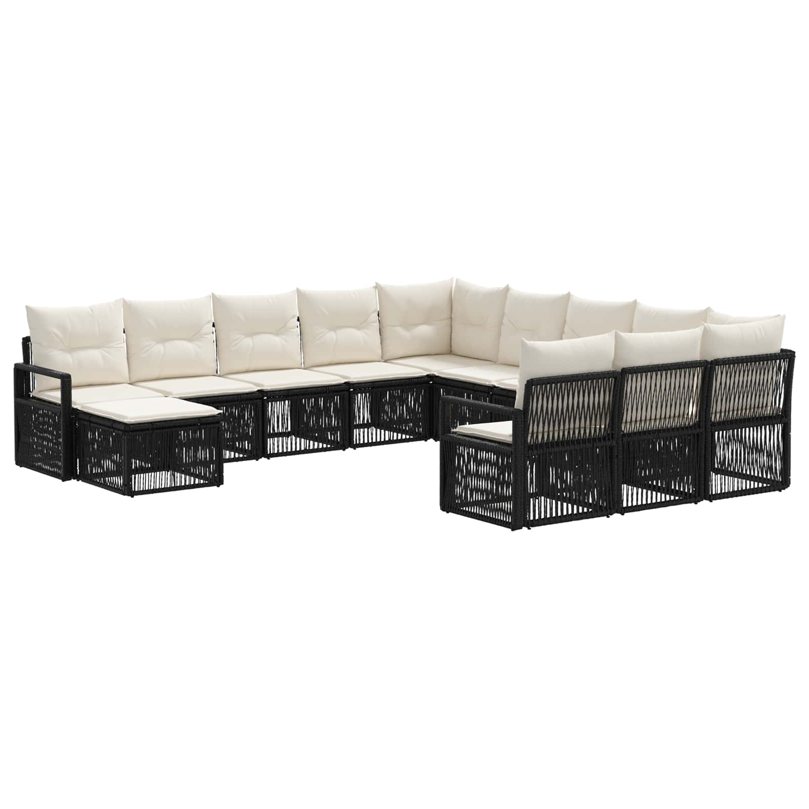 Gartensofa-set 12 stk. Schwarz Poly-Rattan