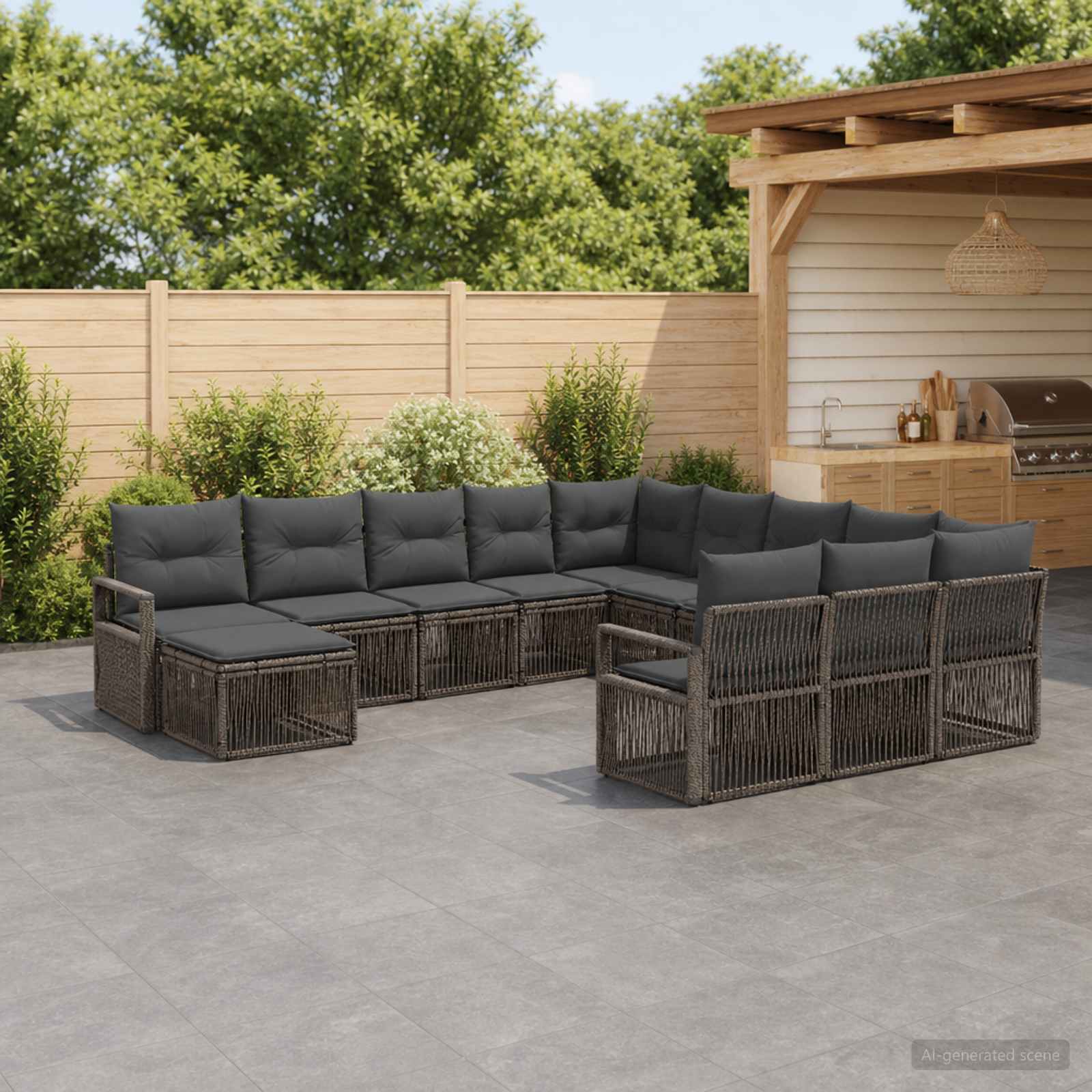 Gartensofa-set 12 pcs Grau Poly-Rattan