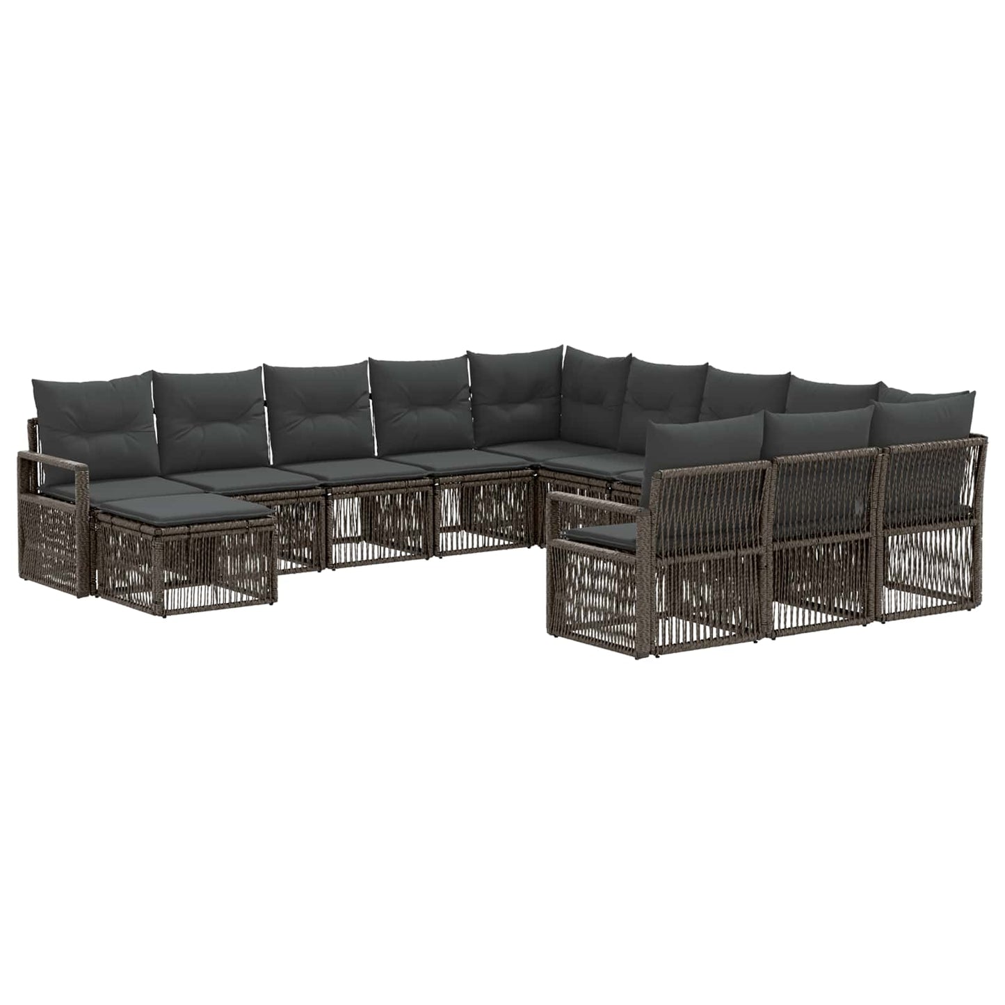 Gartensofa-set 12 pcs Grau Poly-Rattan