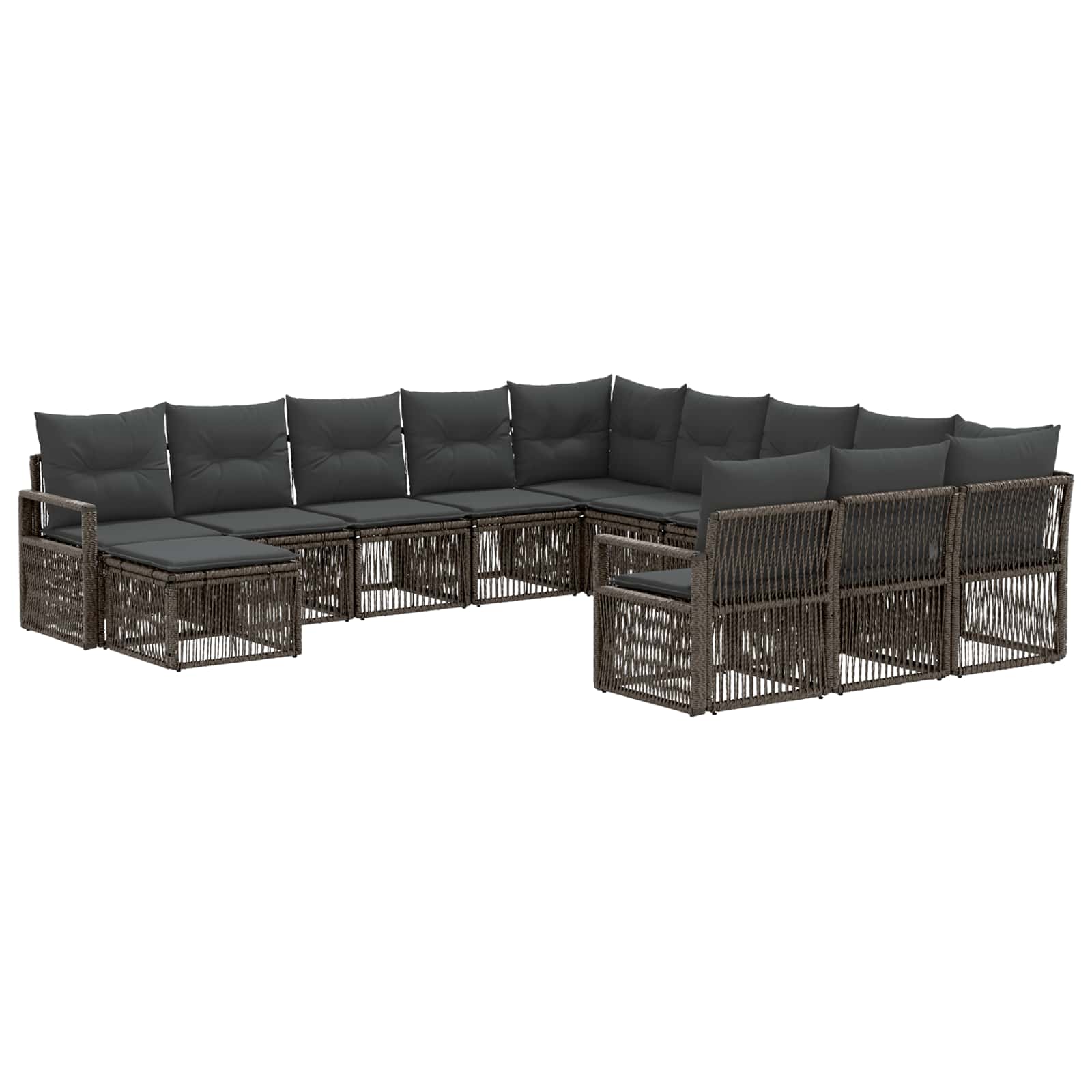 Gartensofa-set 12 pcs Grau Poly-Rattan