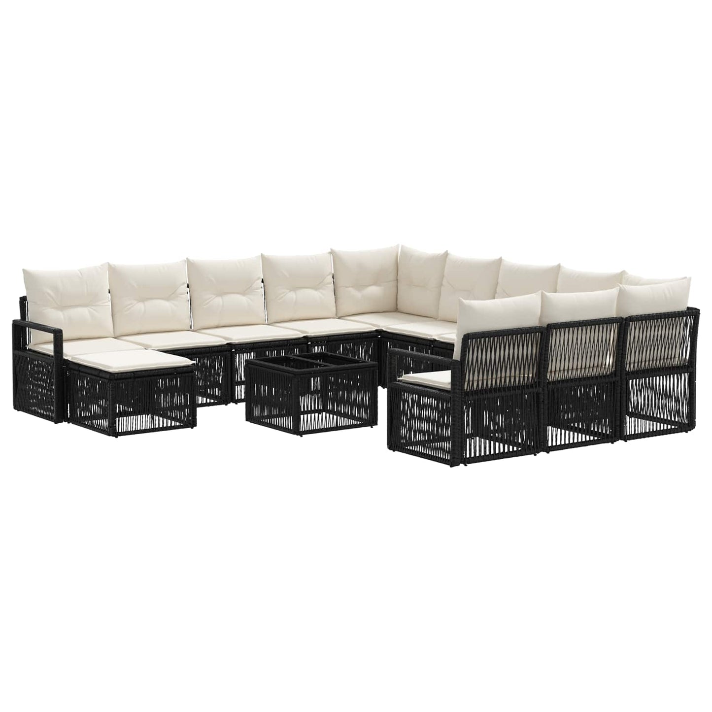 Gartensofa-set 13 stk. Schwarz Poly-Rattan