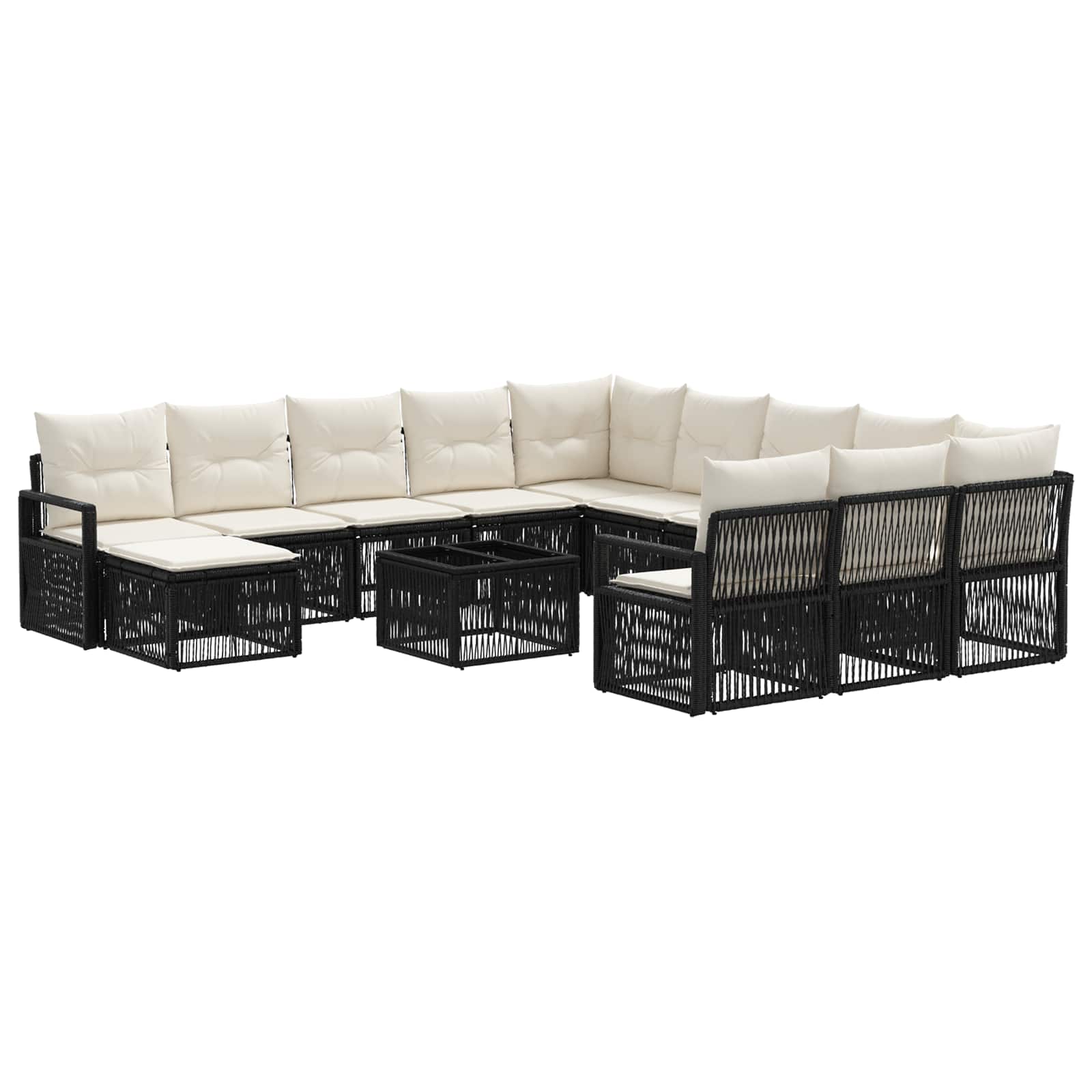 Gartensofa-set 13 stk. Schwarz Poly-Rattan