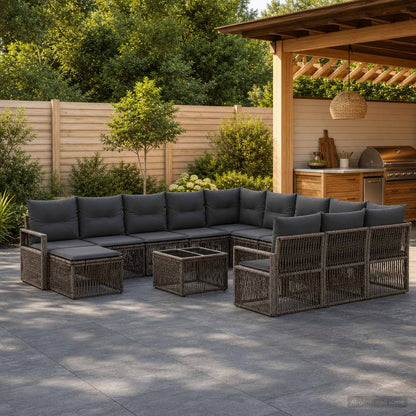 Gartensofa-set 13 stk. Grau Poly-Rattan