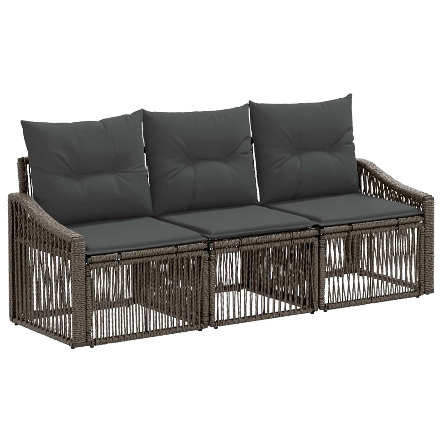Gartensofa-set 3 pcs Grau Poly-Rattan