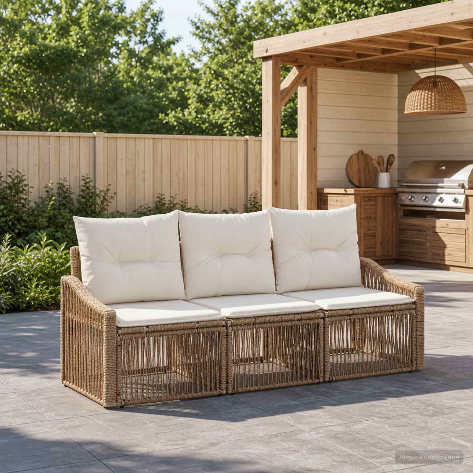 Gartensofa-set 3 pcs Beige Poly-Rattan