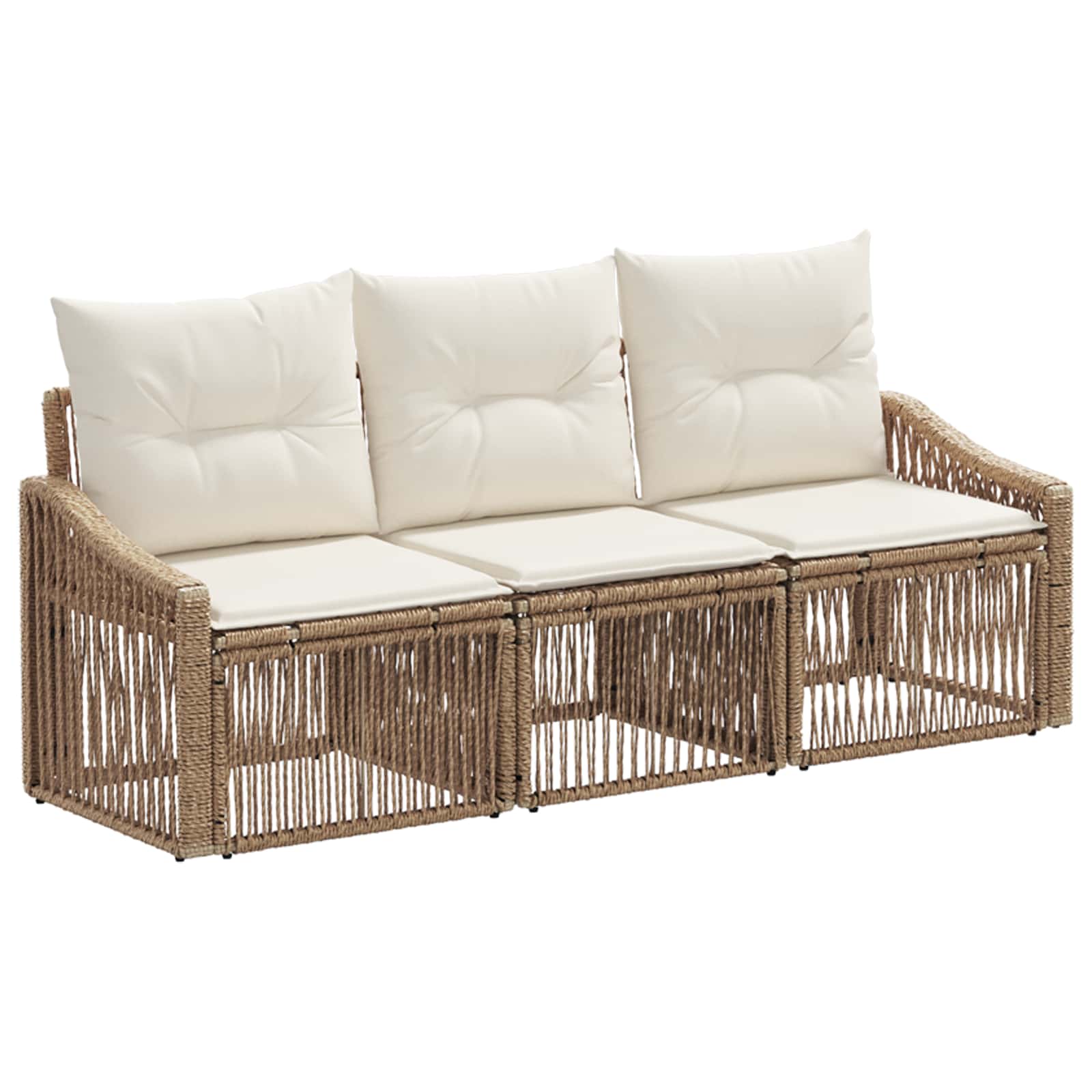 Gartensofa-set 3 pcs Beige Poly-Rattan
