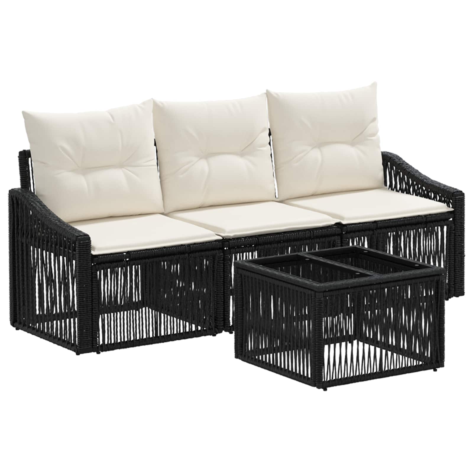 Gartensofa-set 4 stk. Schwarz Poly-Rattan