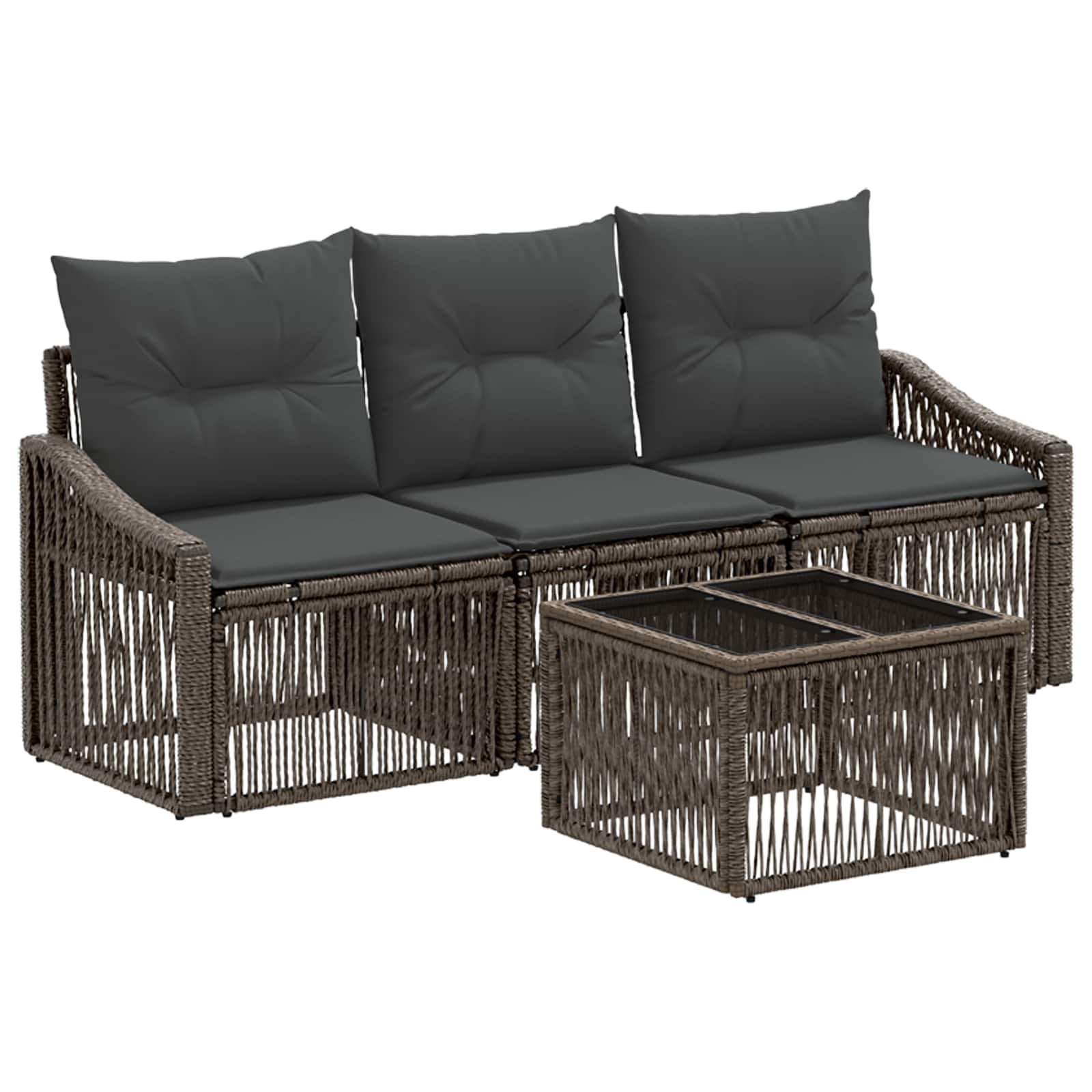 Gartensofa-set 4 stk. Grau Poly-Rattan