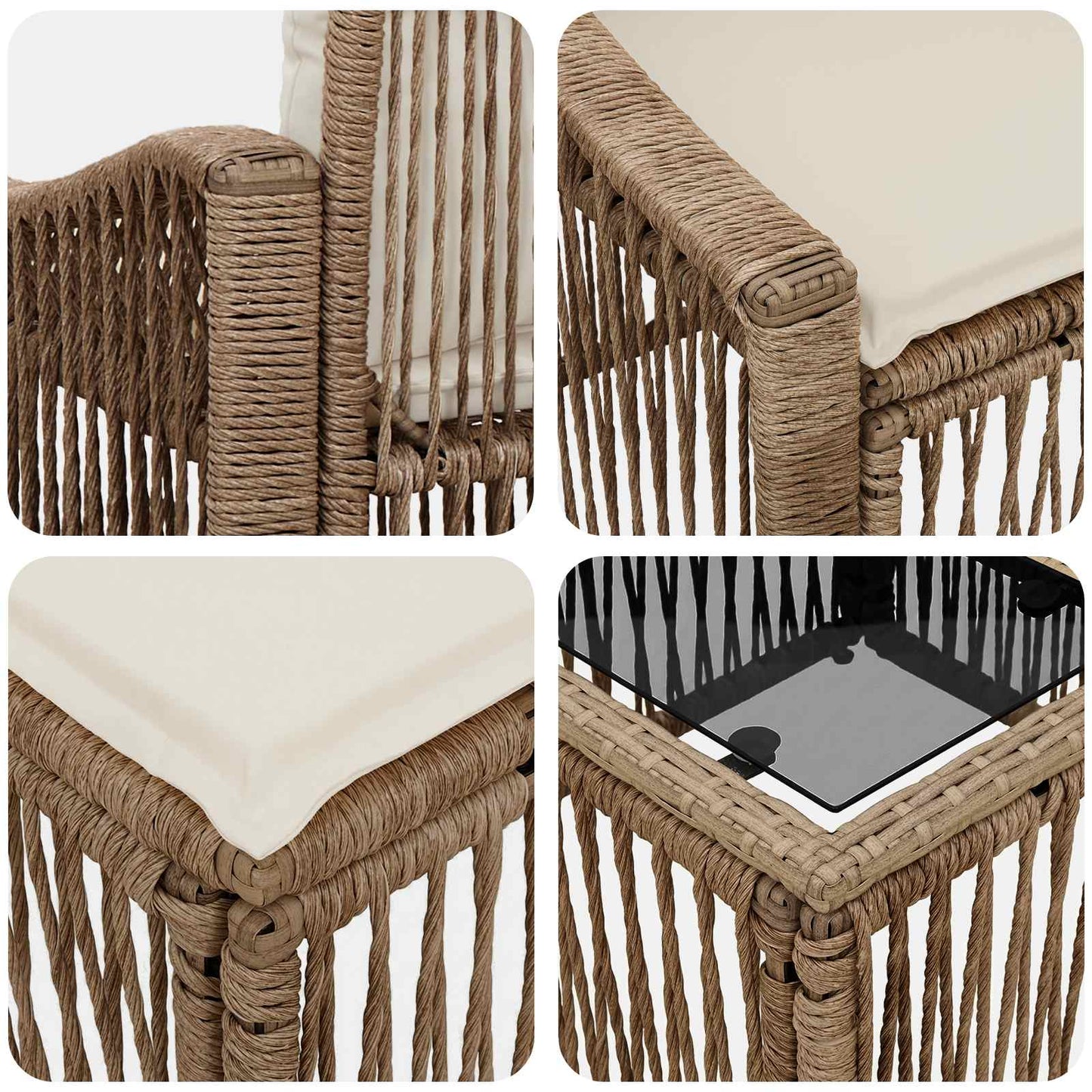 Gartensofa-set 4 pcs Beige Poly-Rattan
