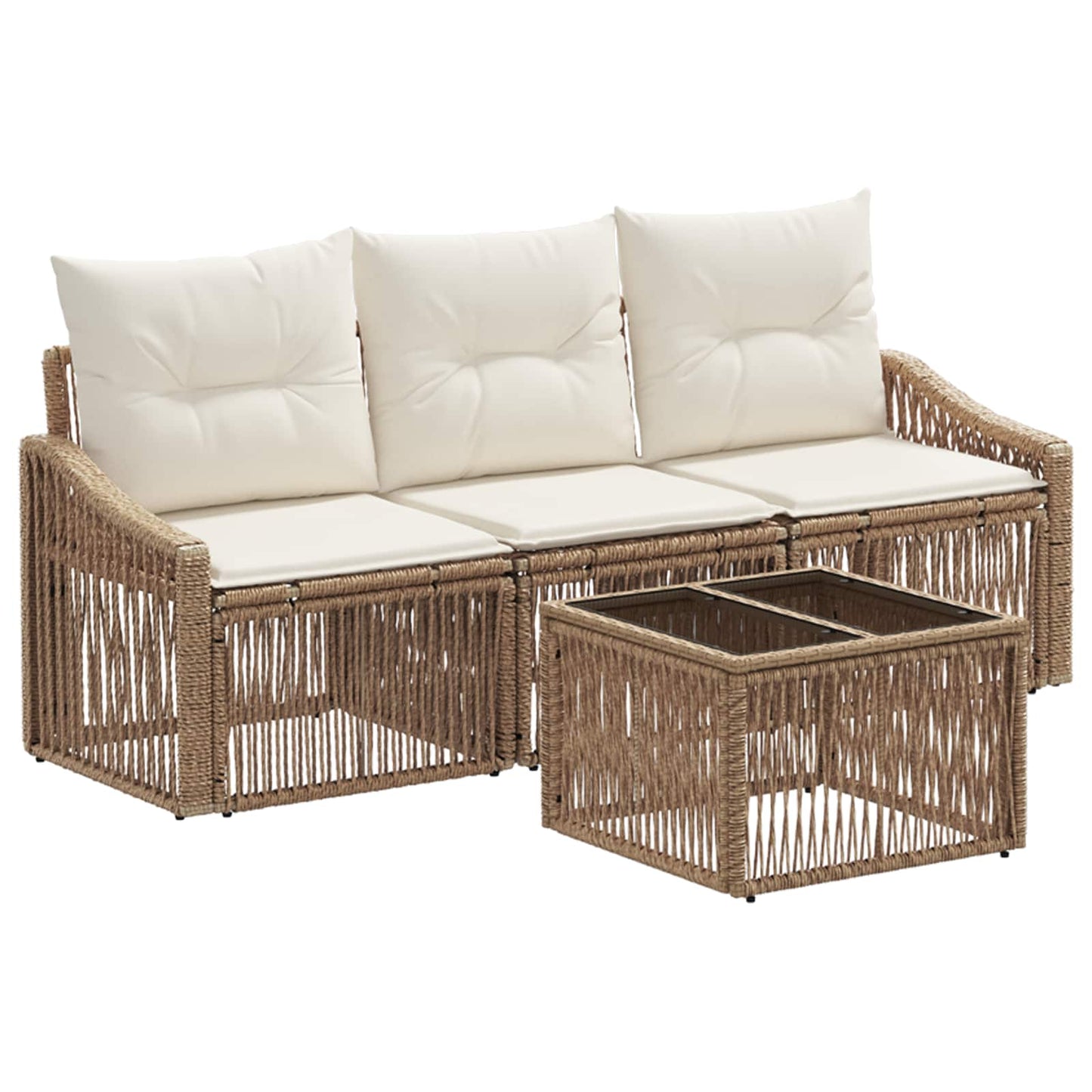 Gartensofa-set 4 pcs Beige Poly-Rattan