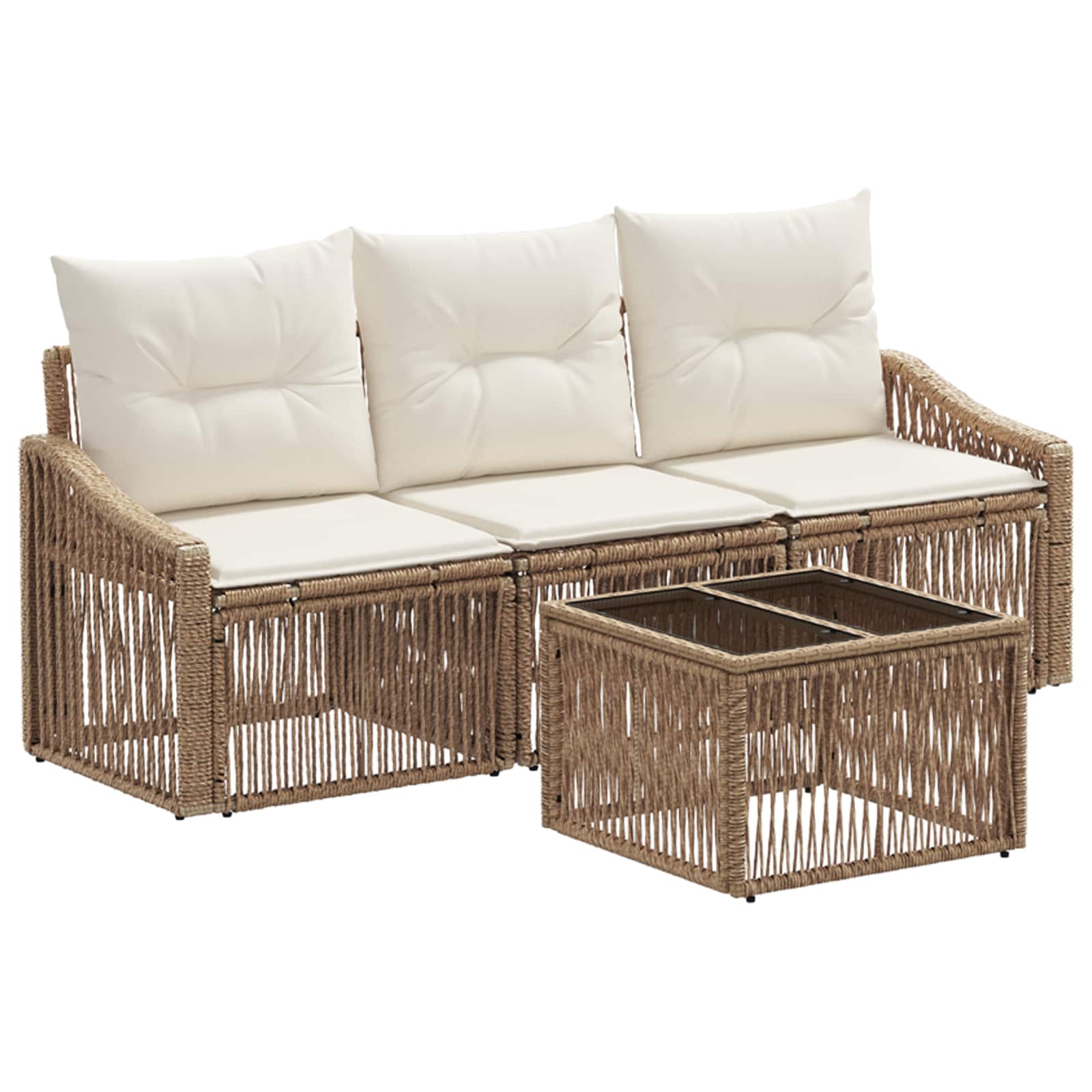 Gartensofa-set 4 pcs Beige Poly-Rattan