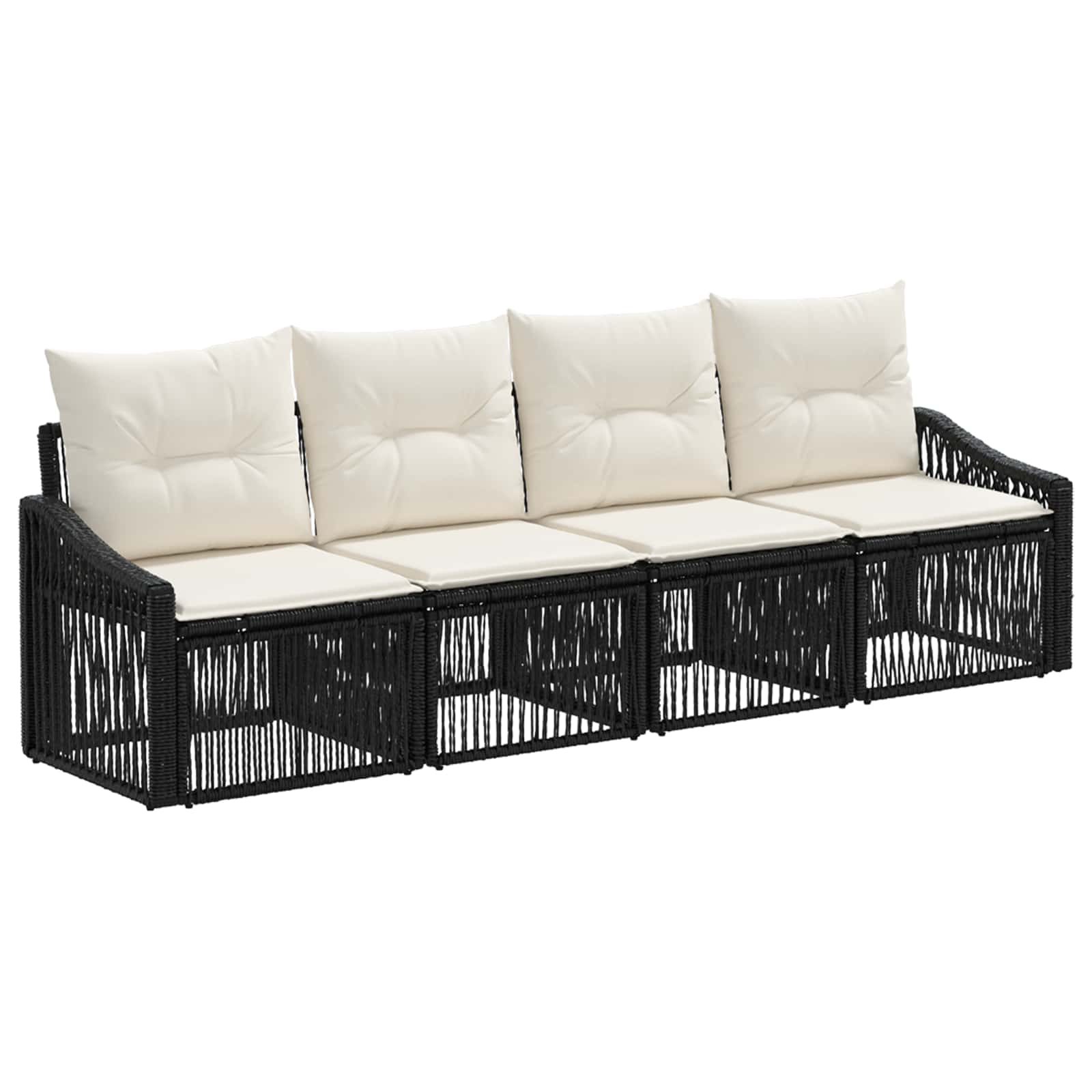 Gartensofa-set 4 pcs Schwarz Poly-Rattan