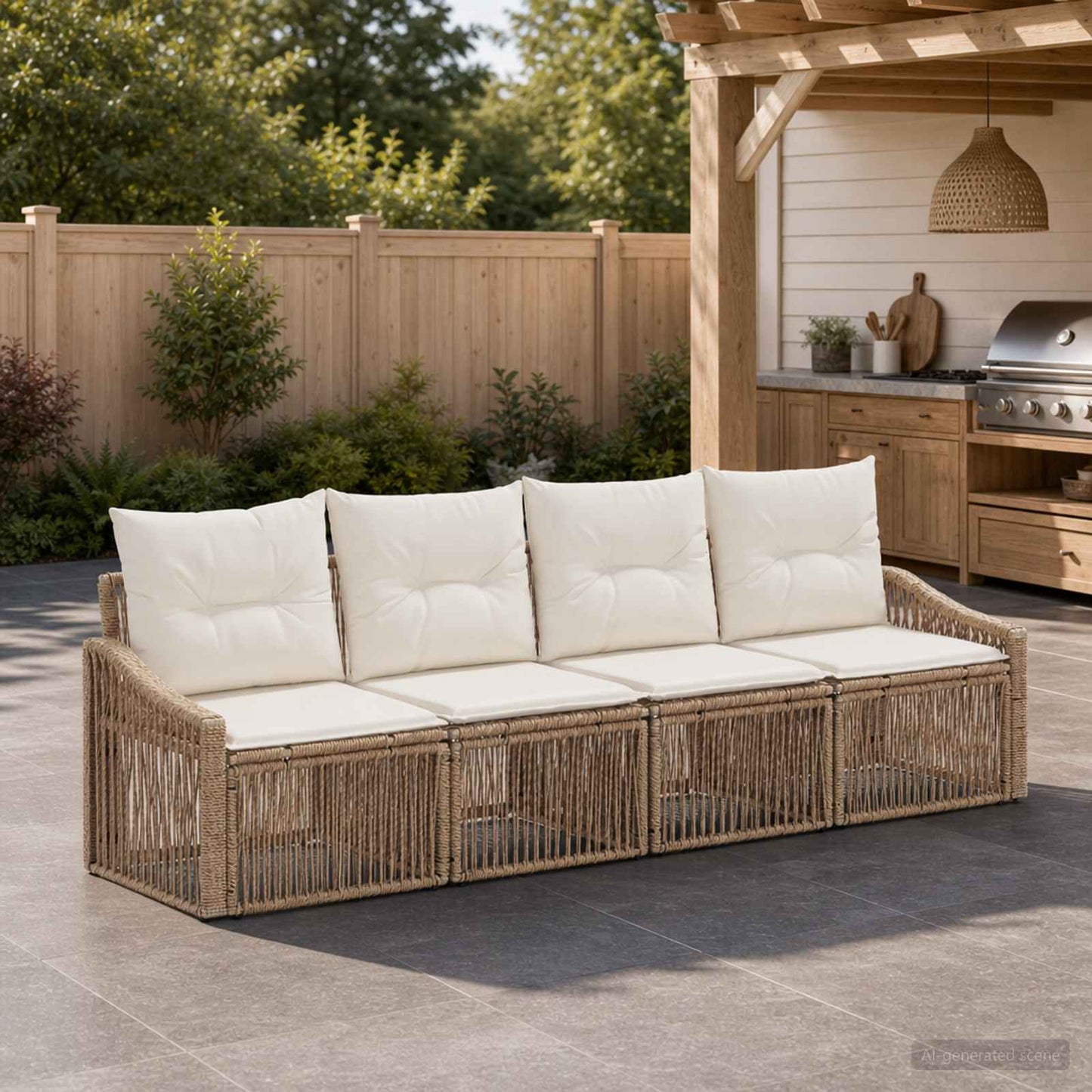 Gartensofa-set 4 pcs Beige Poly-Rattan