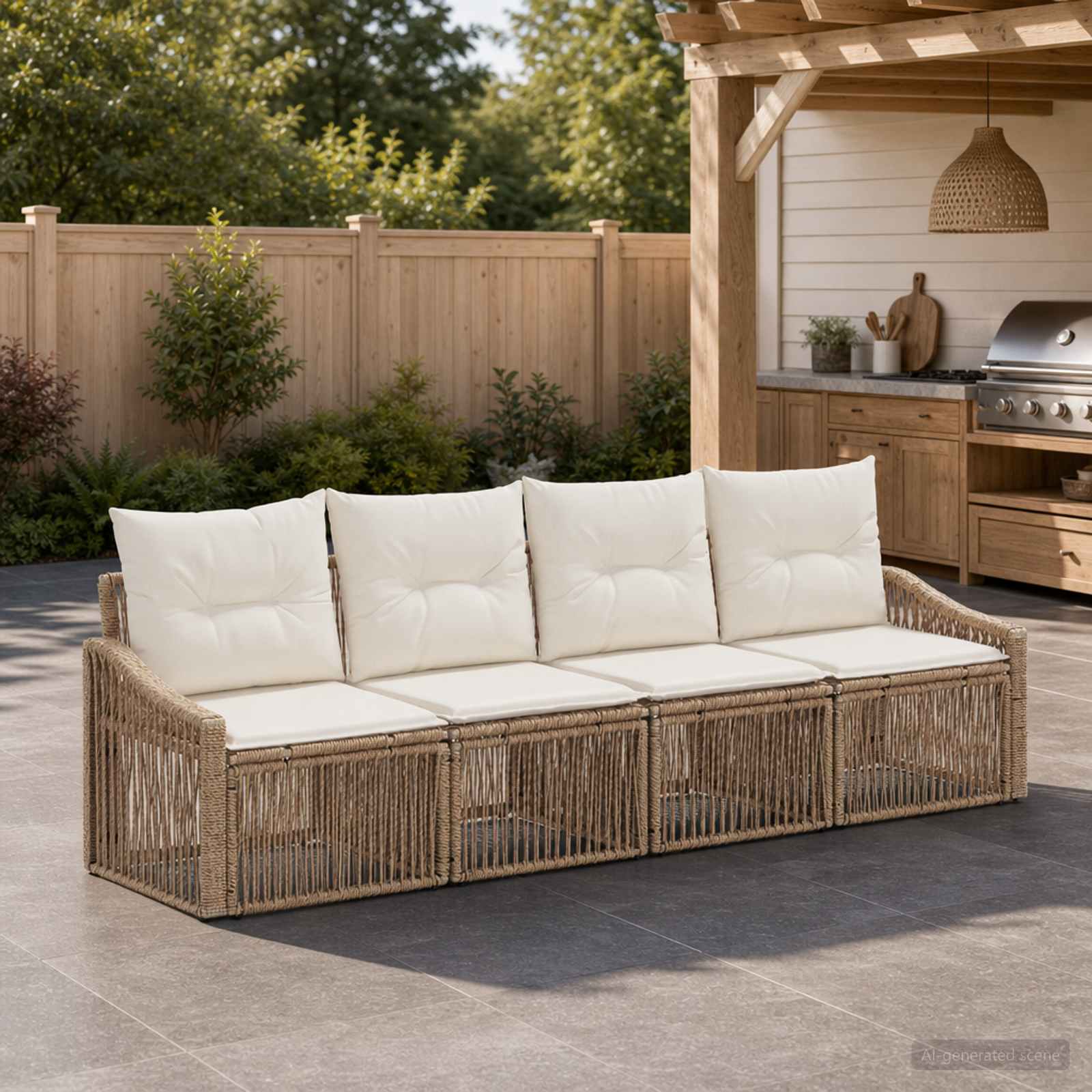 Gartensofa-set 4 pcs Beige Poly-Rattan