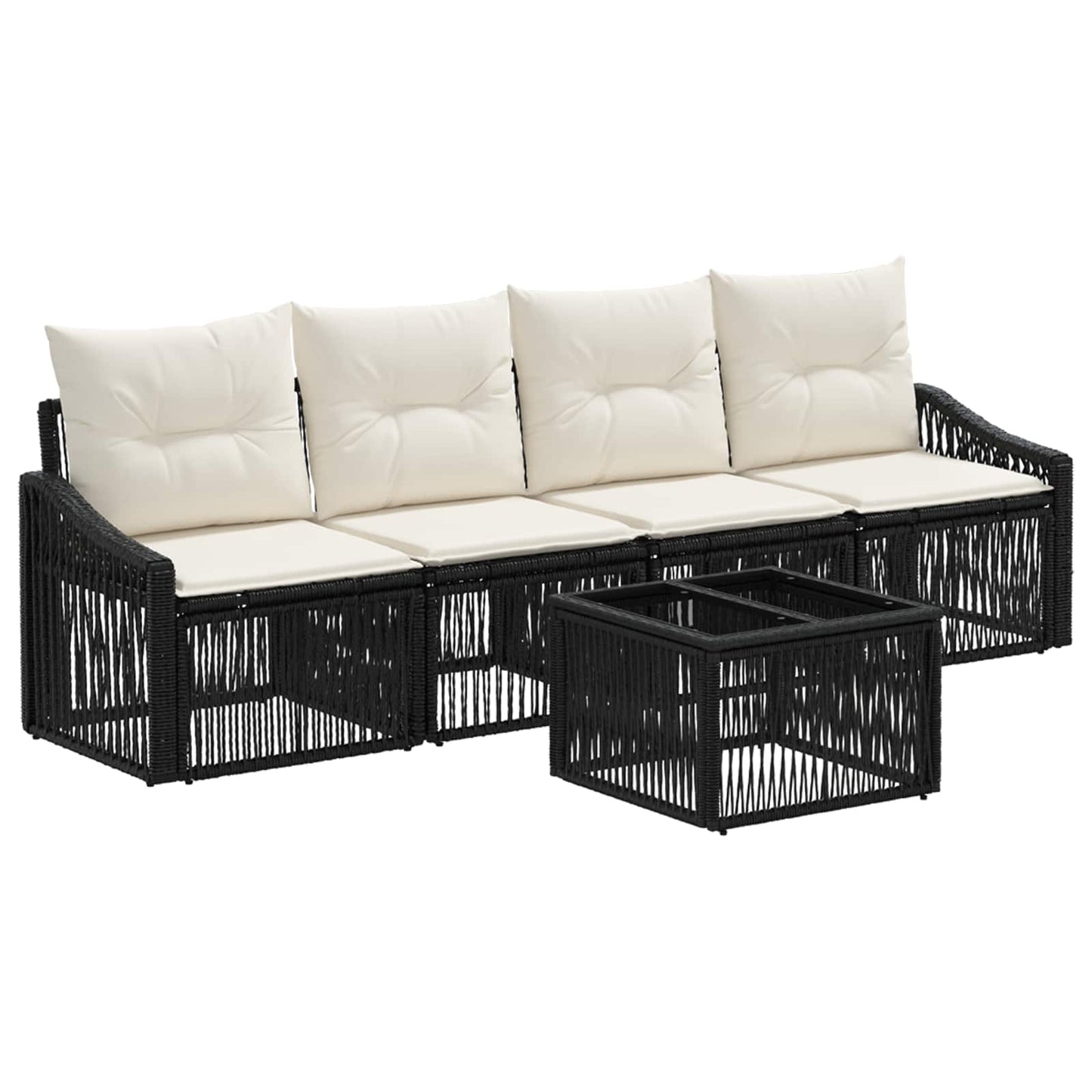 Gartensofa-set 5 stk. Schwarz Poly-Rattan