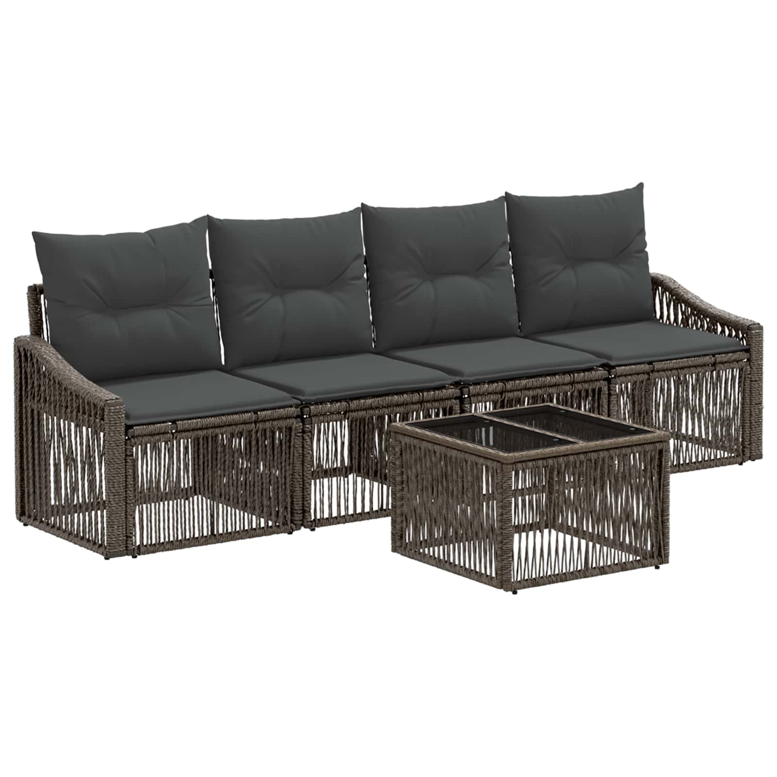 Gartensofa-set 5 stk. Grau Poly-Rattan