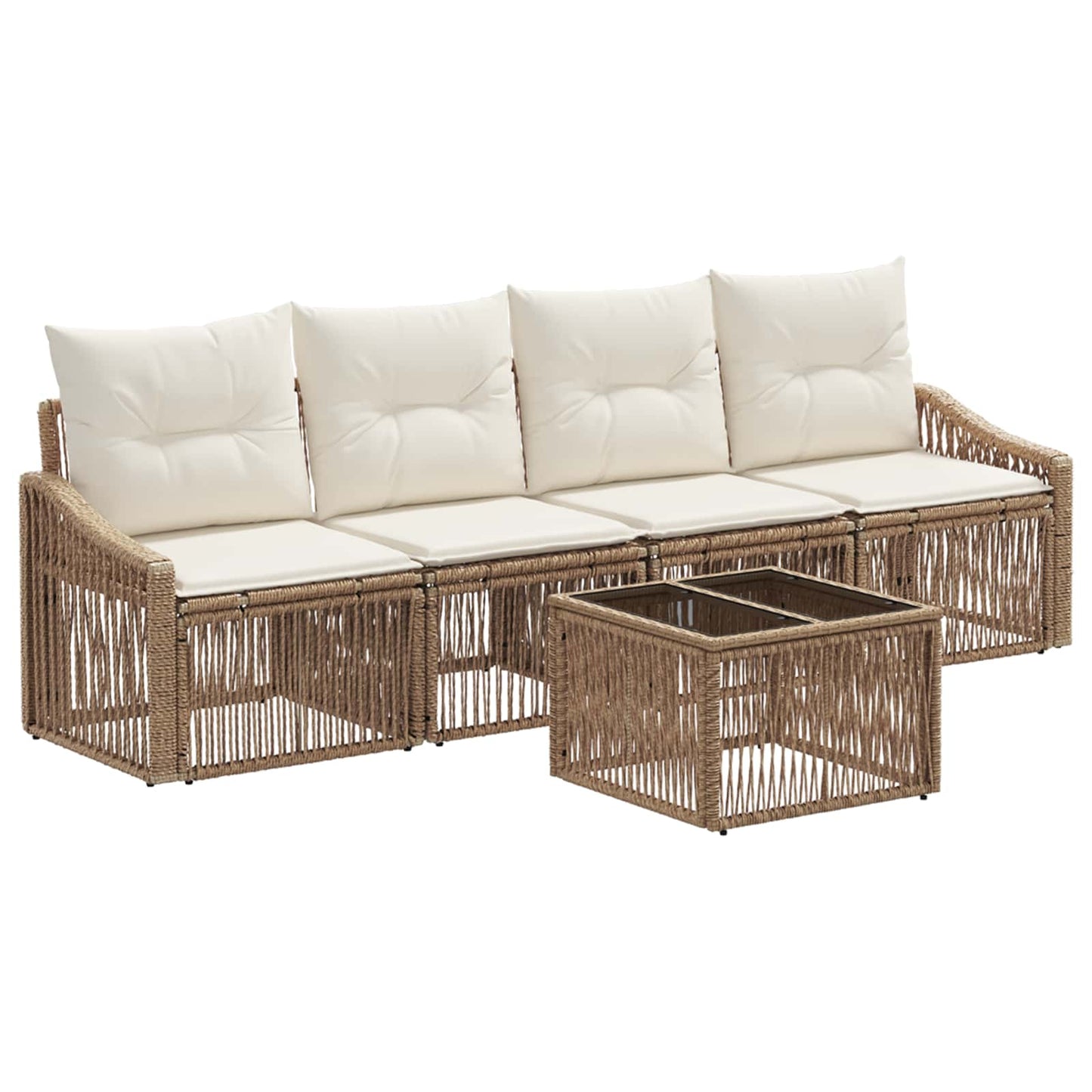 Gartensofa-set 5 pcs Beige Poly-Rattan