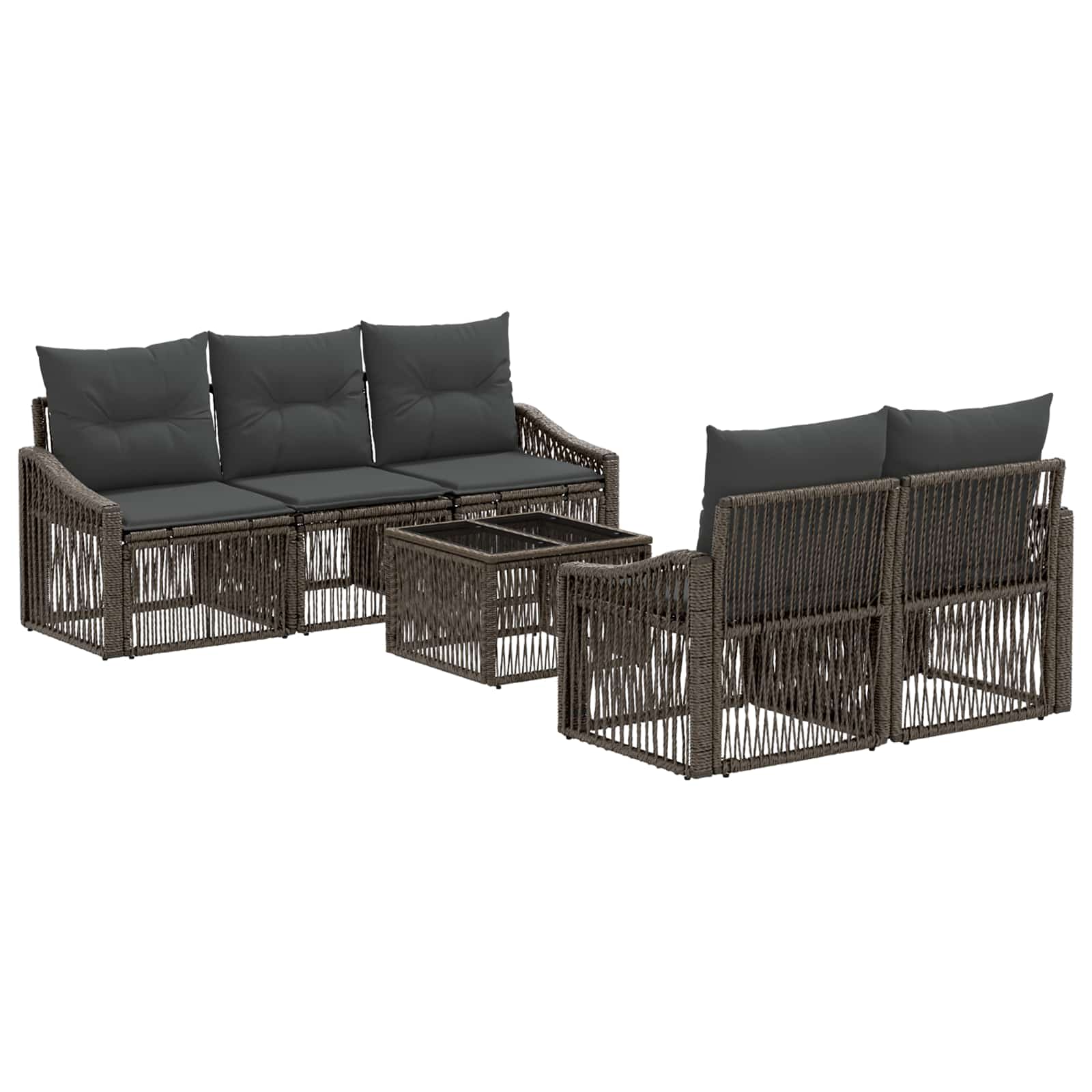 Gartensofa-set 6 stk. Grau Poly-Rattan