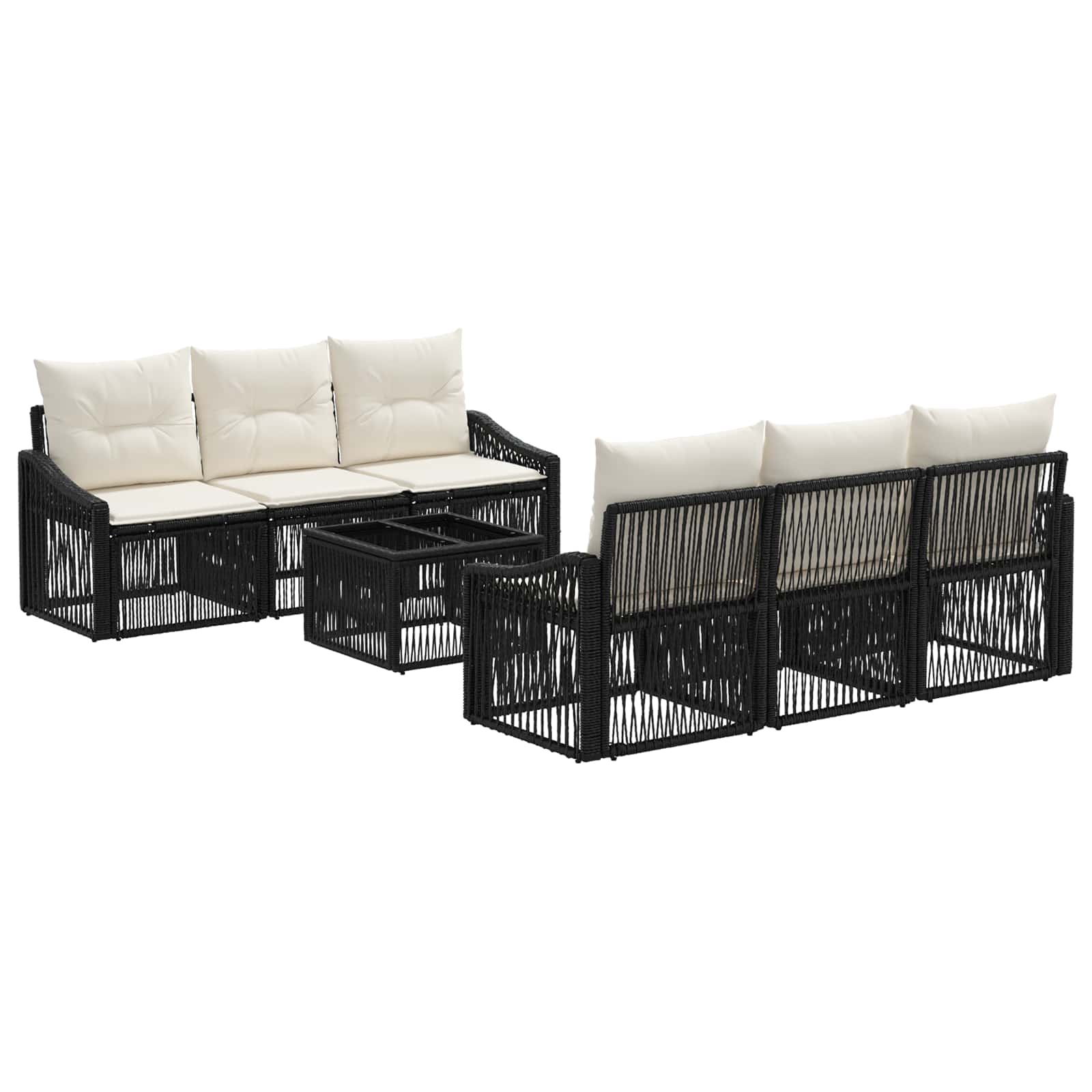 Gartensofa-set 7 stk. Schwarz Poly-Rattan
