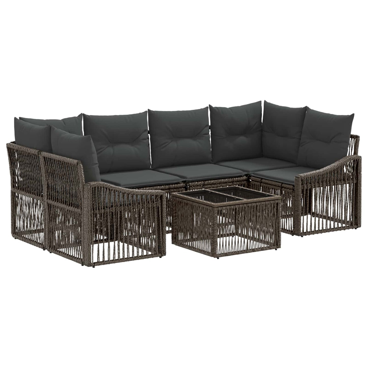 Gartensofa-set 7 stk. Grau Poly-Rattan