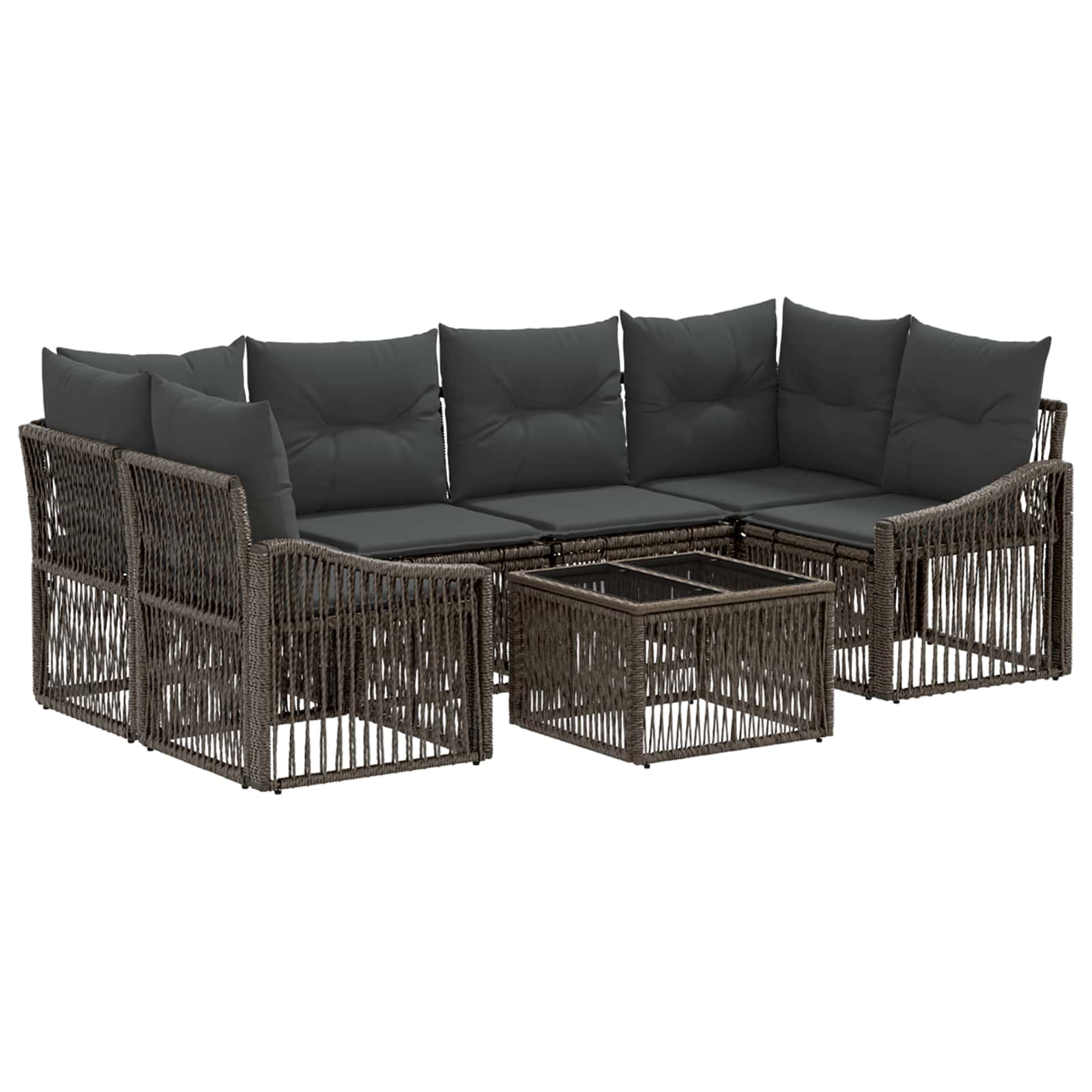 Gartensofa-set 7 stk. Grau Poly-Rattan