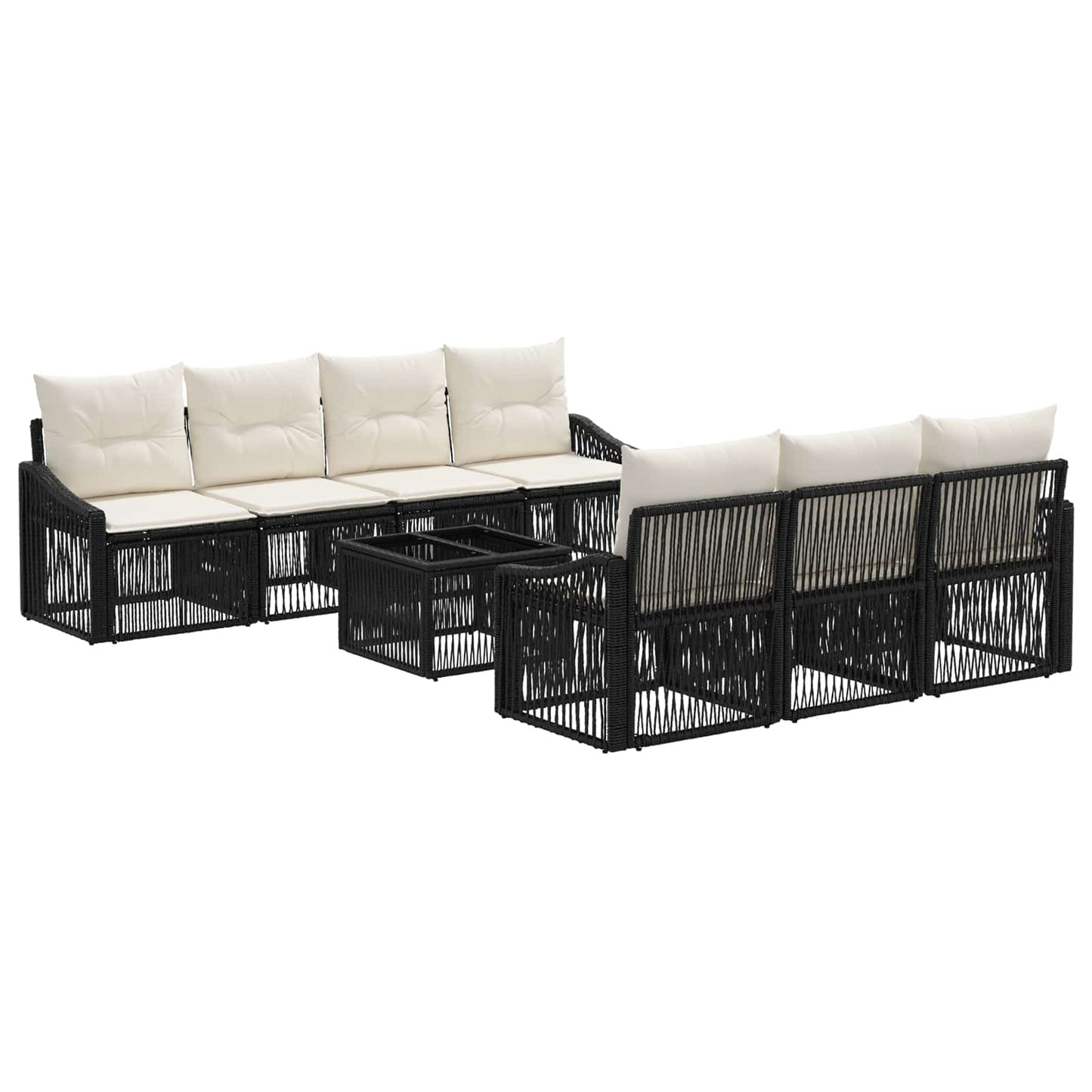 Gartensofa-set 8 stk. Schwarz Poly-Rattan