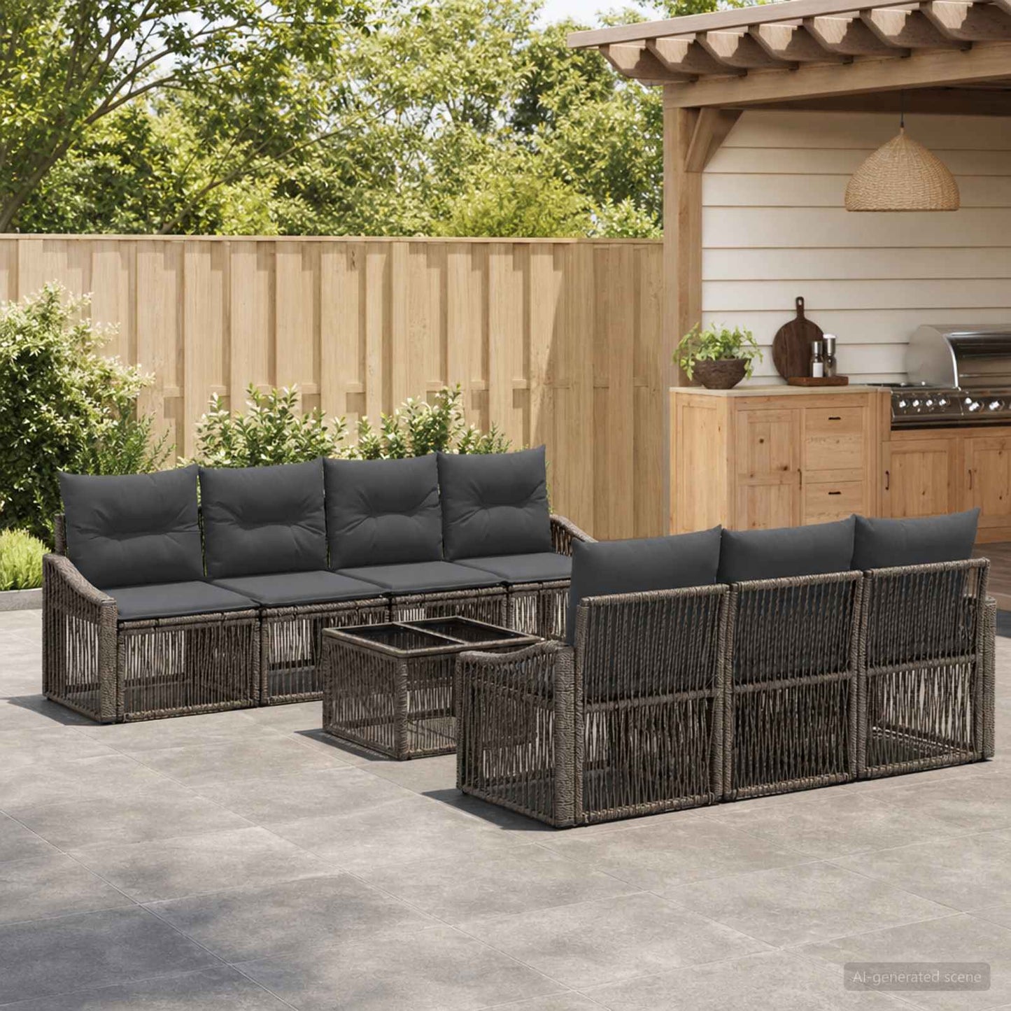 Gartensofa-set 8 stk. Grau Poly-Rattan
