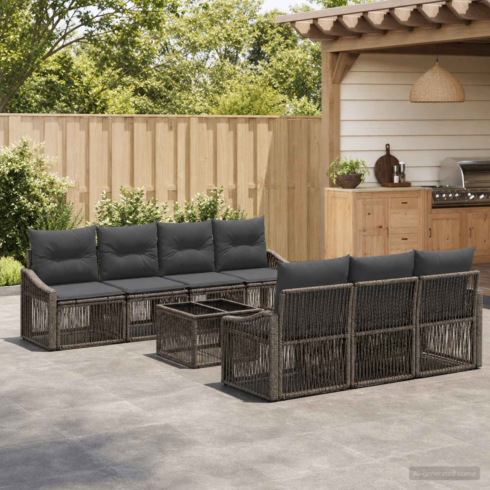 Gartensofa-set 8 stk. Grau Poly-Rattan