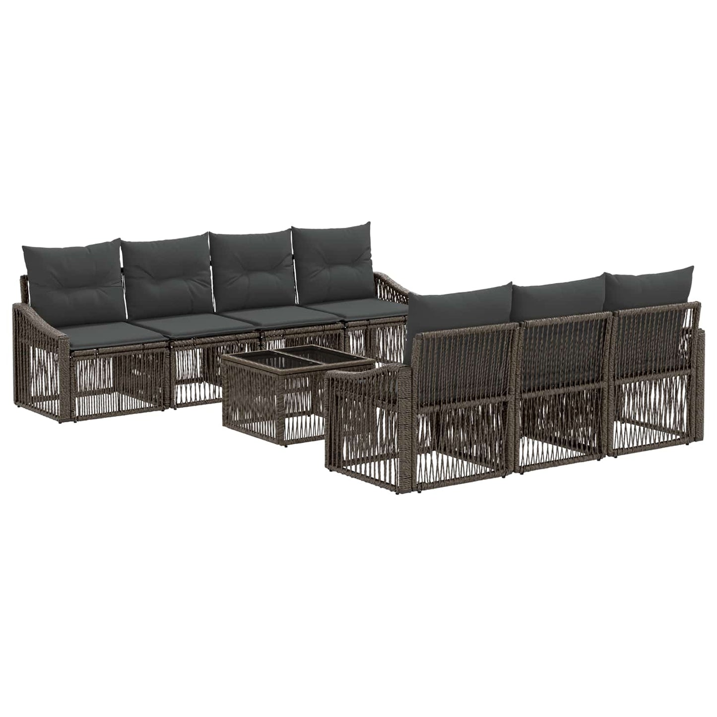 Gartensofa-set 8 stk. Grau Poly-Rattan