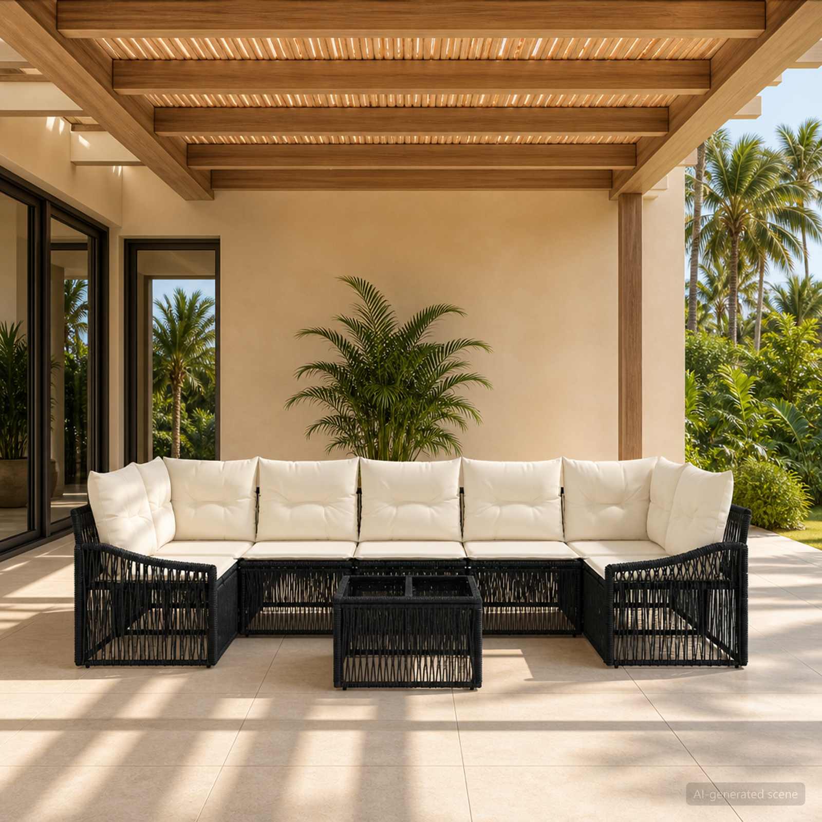 Gartensofa-set 8 stk. Schwarz Poly-Rattan